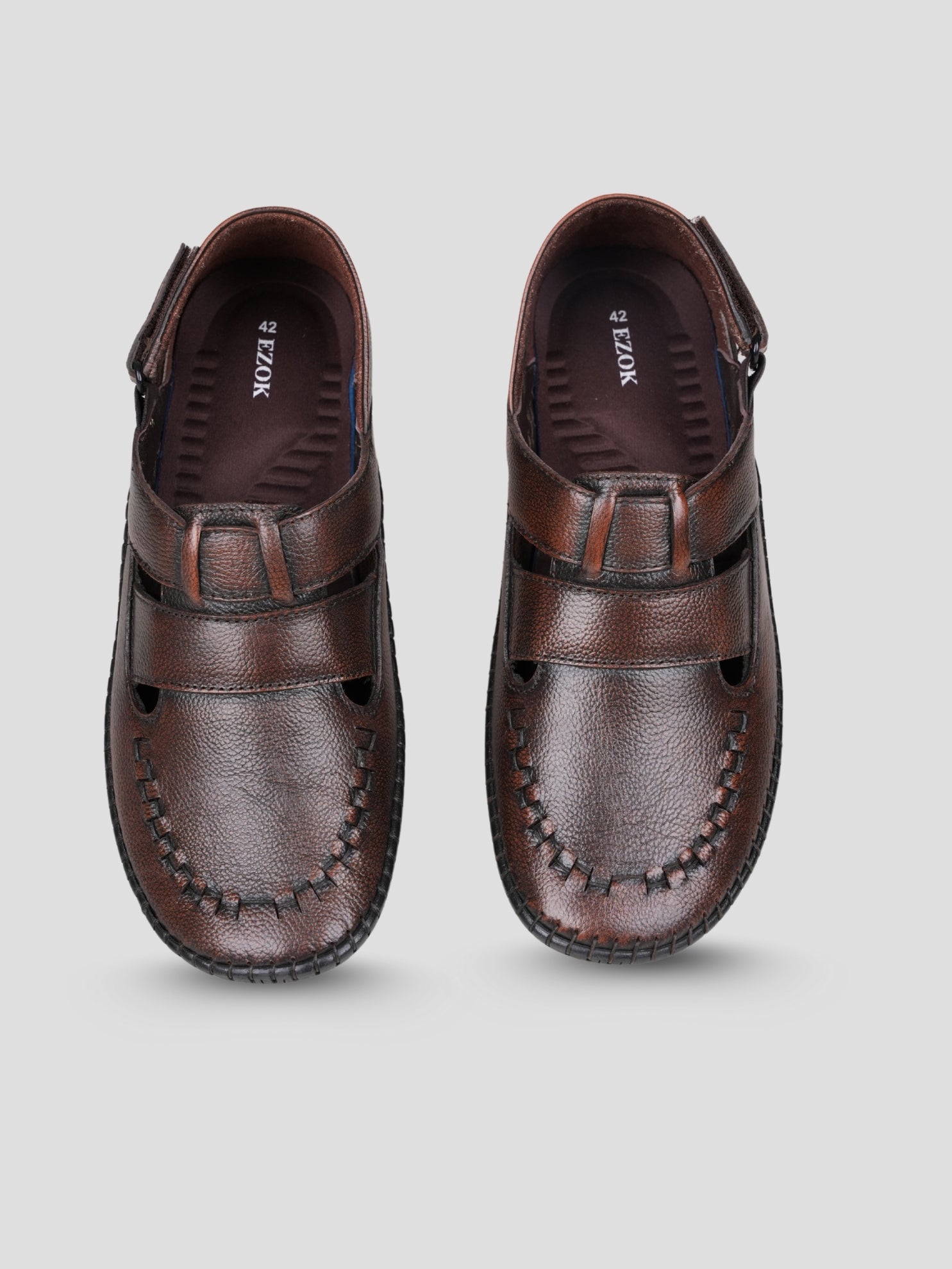 Ezok Men's Genuine Leather Sandals with Back Closure Adjustable, Comfortable & Durable Footwear for Summer