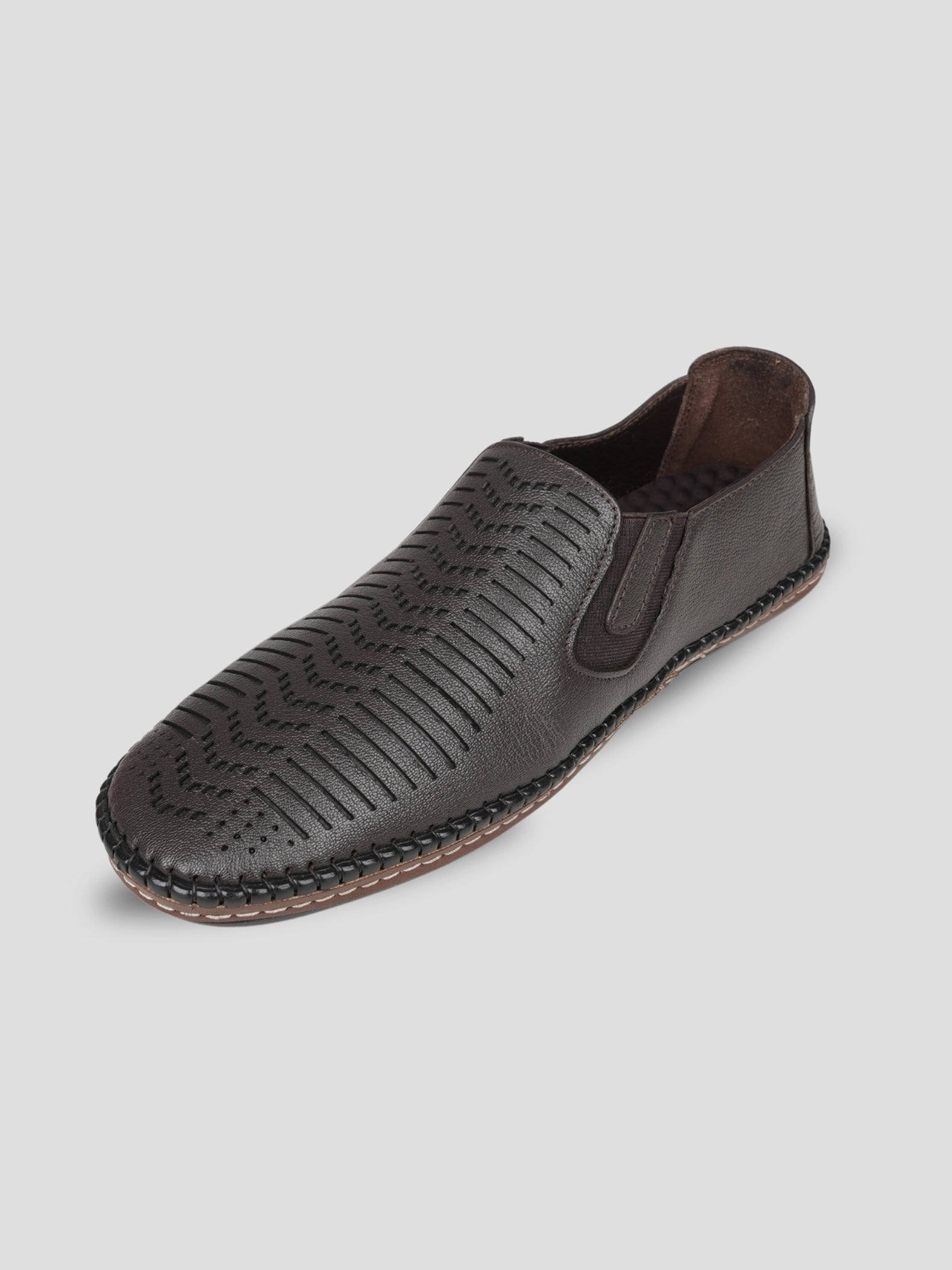 Ezok Brown Leather Slip on Casual Shoes