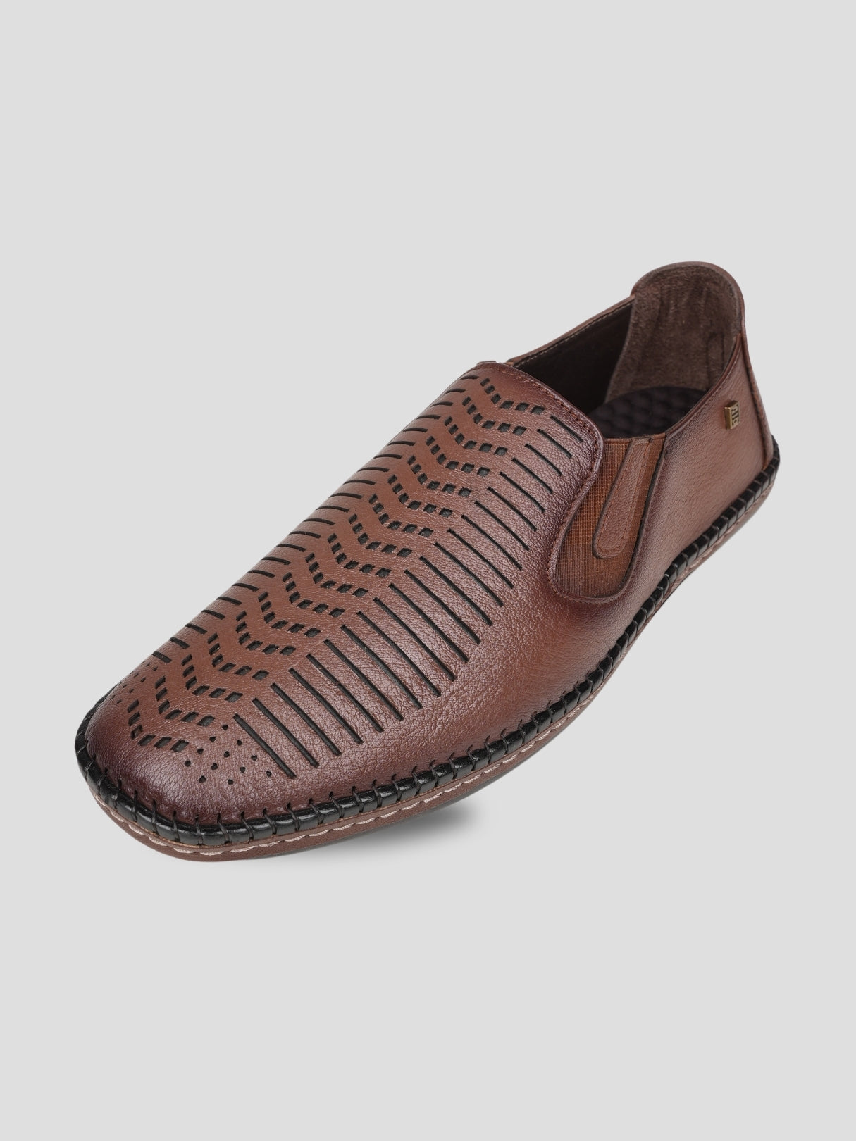 Ezok Tan Leather Slip on Casual Shoes