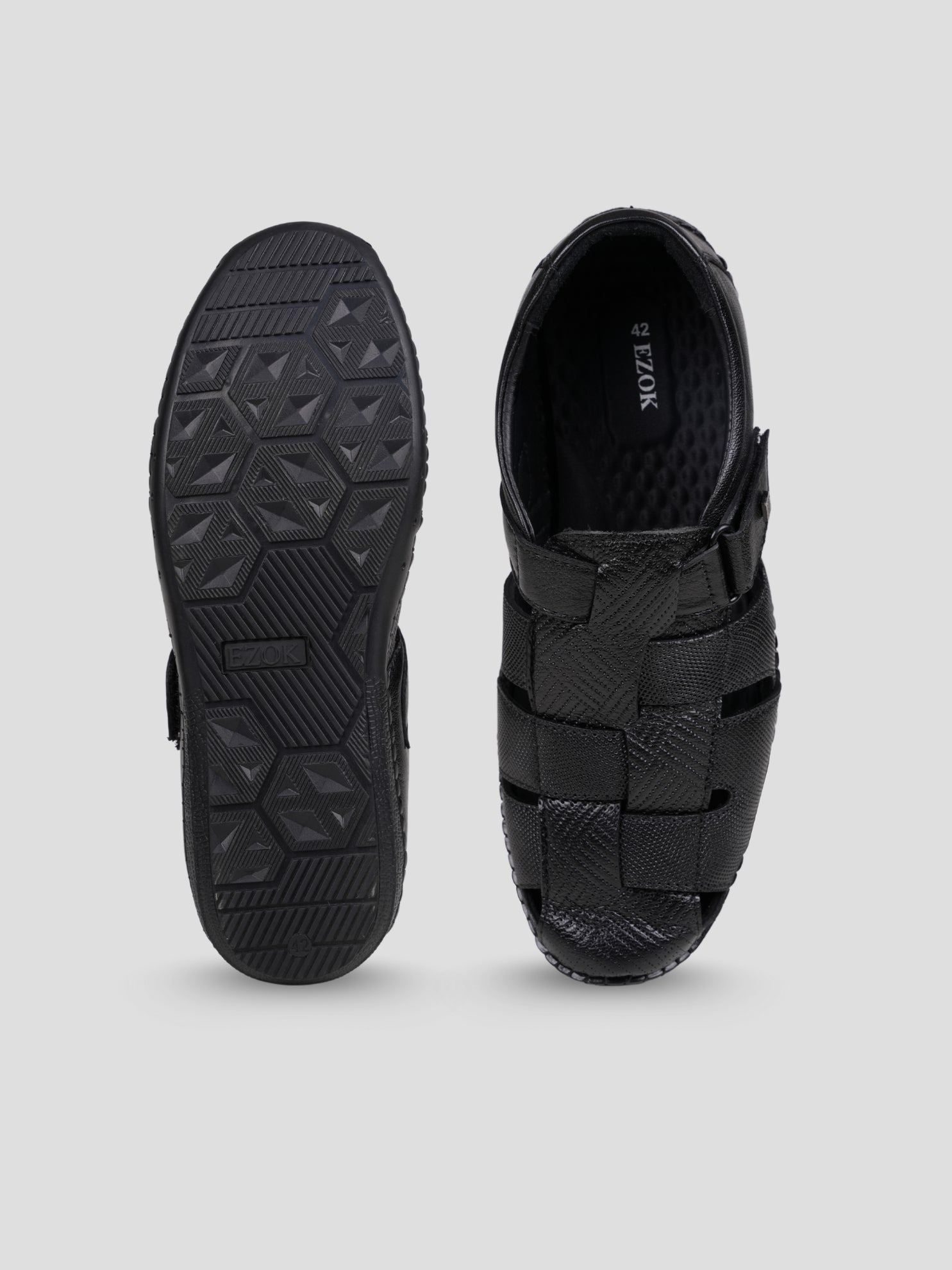 Ezok Men's Genuine Leather Sandals with Back Closure Adjustable, Comfortable & Durable Footwear for Summer