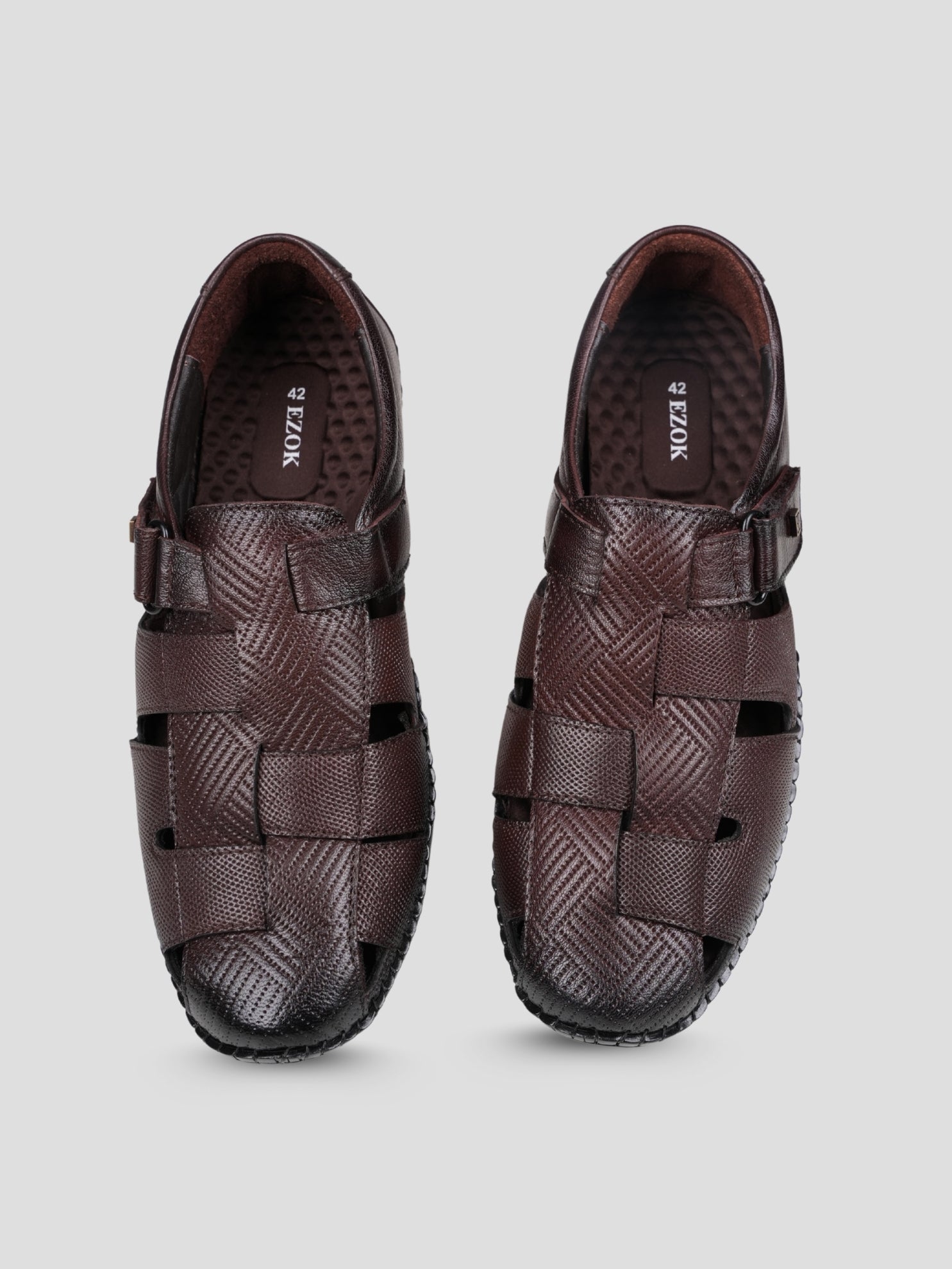 Ezok Men's Genuine Leather Sandals with Back Closure Adjustable, Comfortable & Durable Footwear for Summer