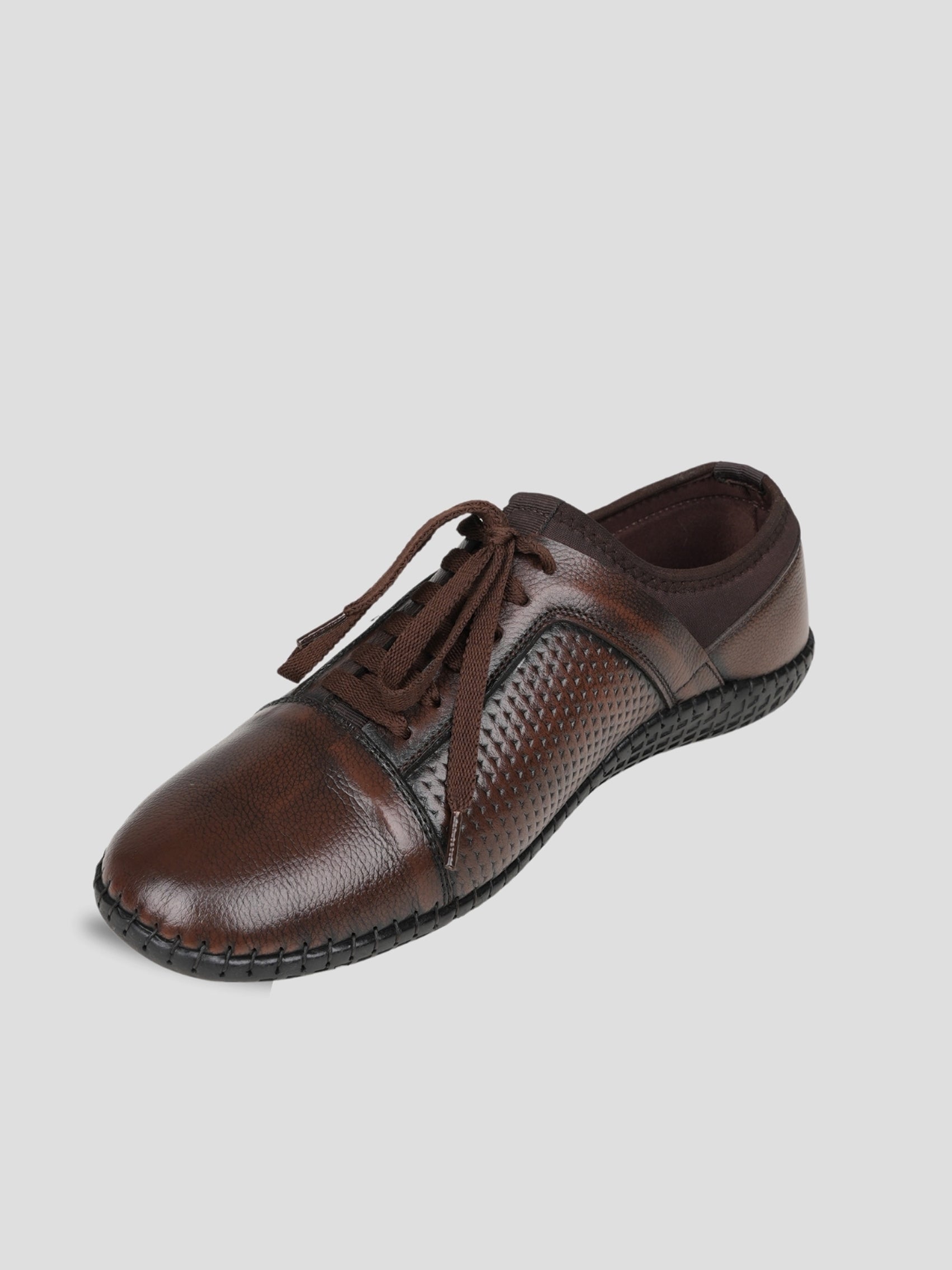 Ezok Brown Leather Closer Casual Shoes