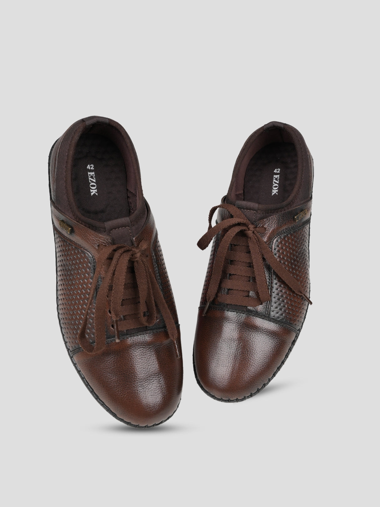 Ezok Brown Leather Closer Casual Shoes