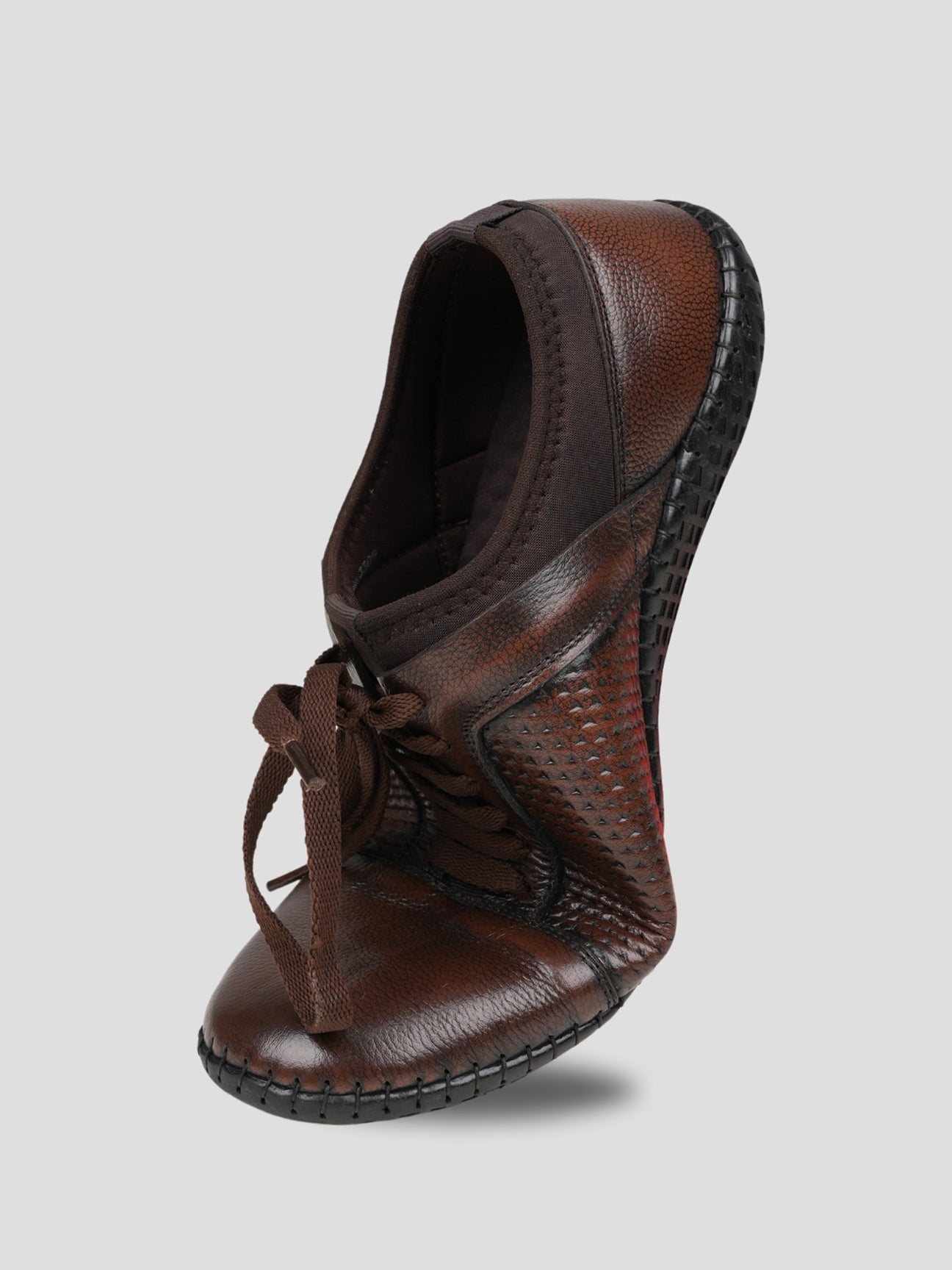 Ezok Brown Leather Closer Casual Shoes