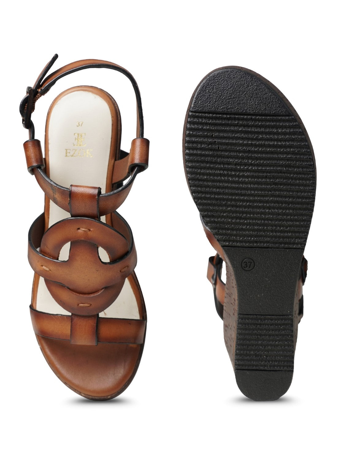 Ezok Women's Casual Genuine Leather Sandals | Stylish Open-Toe Design with Cushioned Insole | Comfortable & Trendy for Everyday Wear