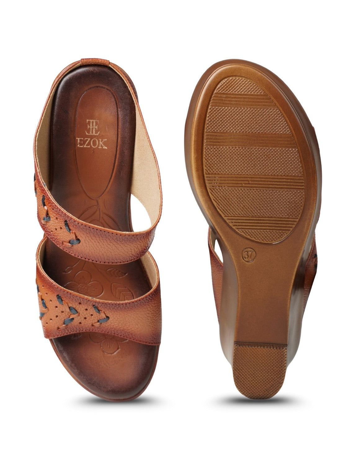 Ezok Women's Casual Genuine Leather Sandals | Stylish Open-Toe Design with Cushioned Insole | Comfortable & Trendy for Everyday Wear