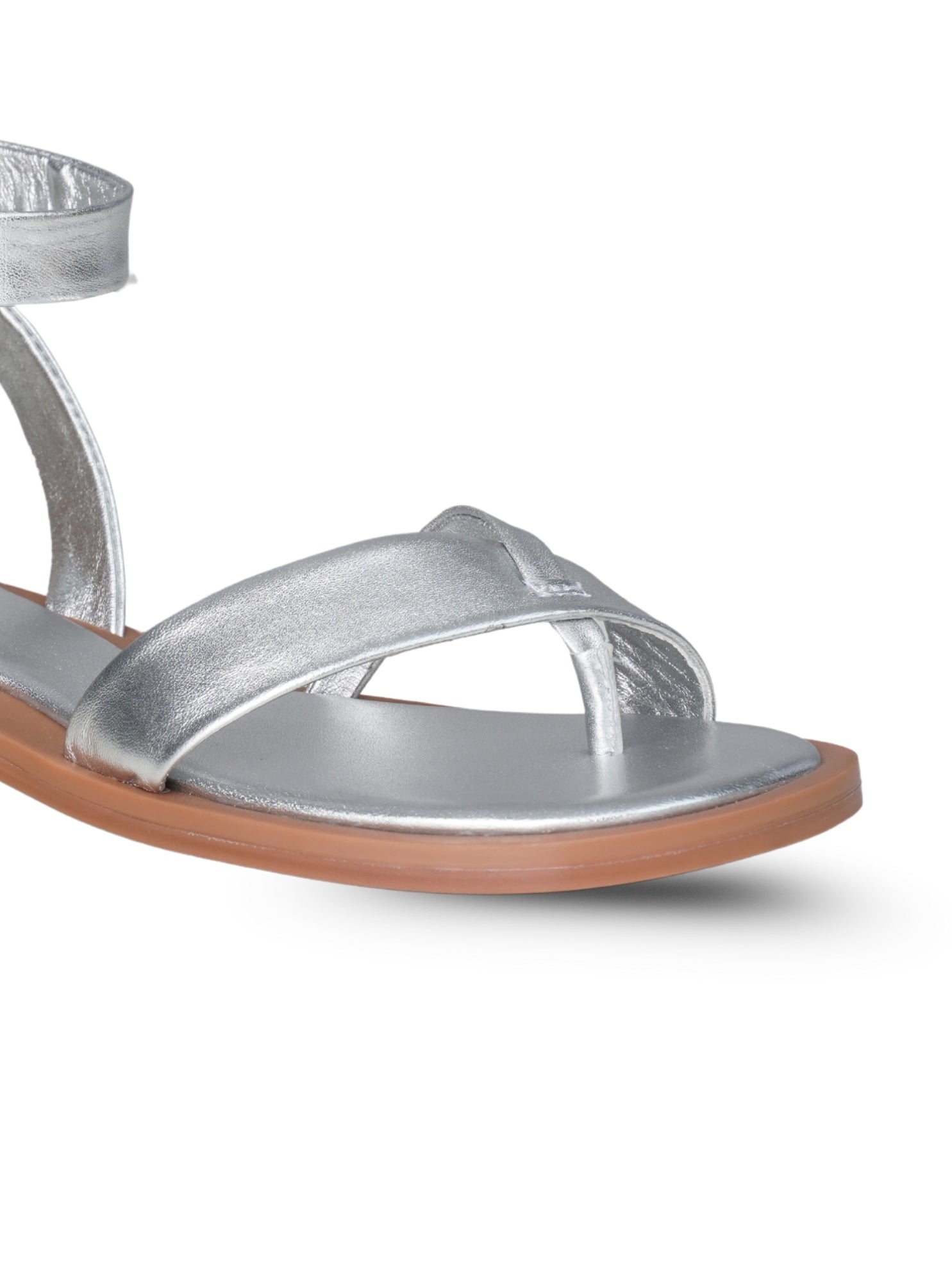 Ezok Women's Casual Leather Sandals | Stylish Open-Toe Flats Design with Cushioned Insole | Durable, Comfortable & Trendy for Daily Wear