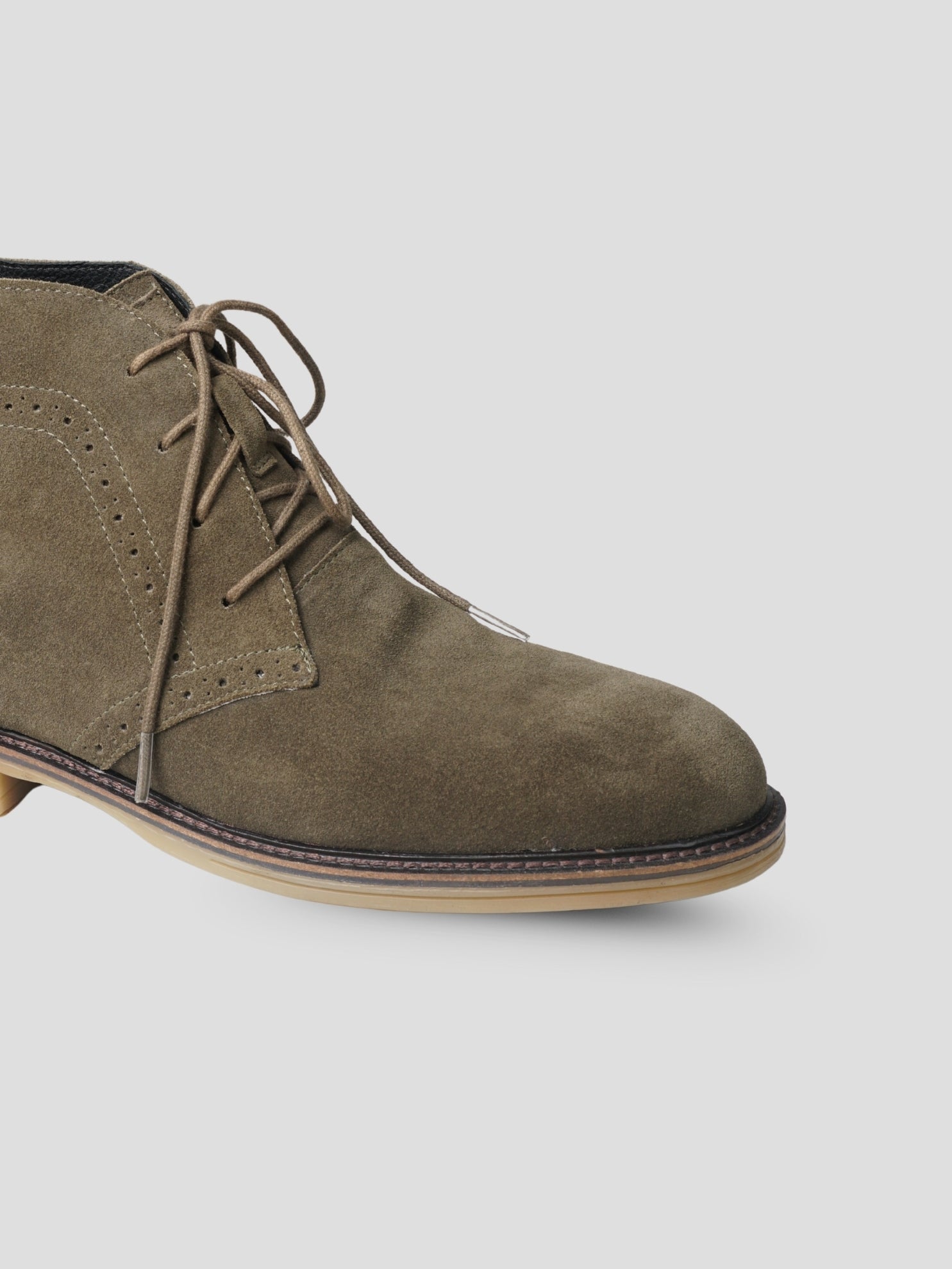 EZOK Men’s Snuff-Olive Leather Lace-Up Boots | Premium Leather | Durable TPR Sole | Casual & Semi-Casual Wear