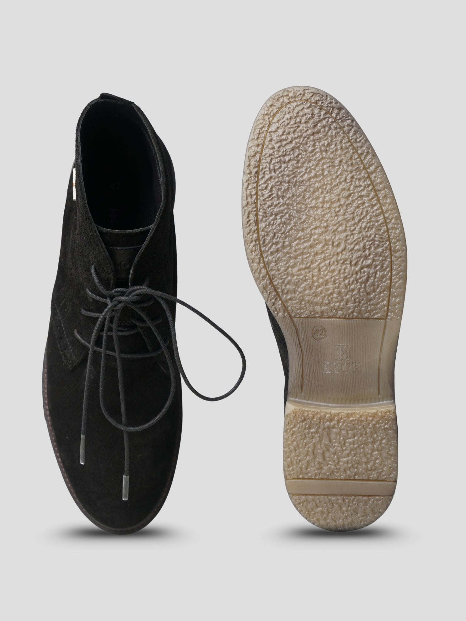 EZOK Men’s Snuff-Black Leather Lace-Up Boots | Premium Leather | Durable TPR Sole | Casual & Semi-Casual Wear