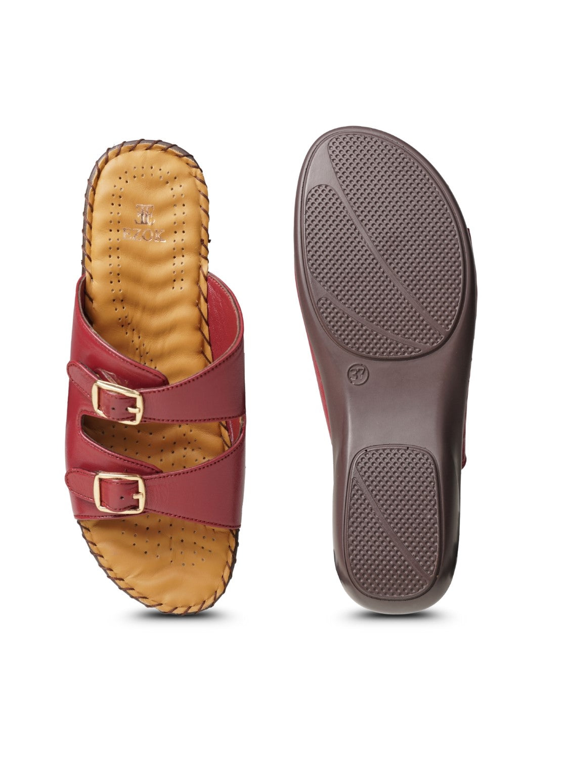 Ezok Women's Casual Genuine Leather Sandals | Stylish Open-Toe Design with Cushioned Insole | Comfortable & Trendy for Everyday Wear