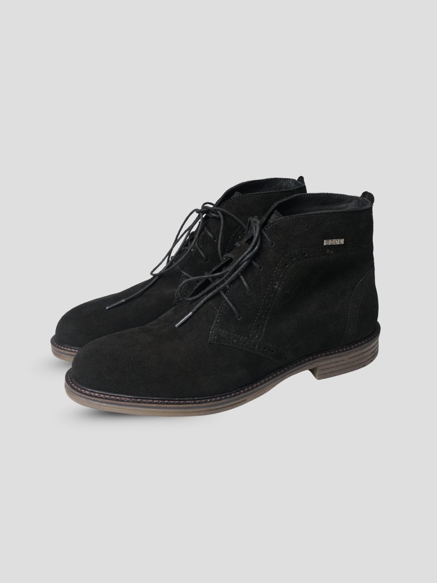 EZOK Men’s Snuff-Black Leather Lace-Up Boots | Premium Leather | Durable TPR Sole | Casual & Semi-Casual Wear