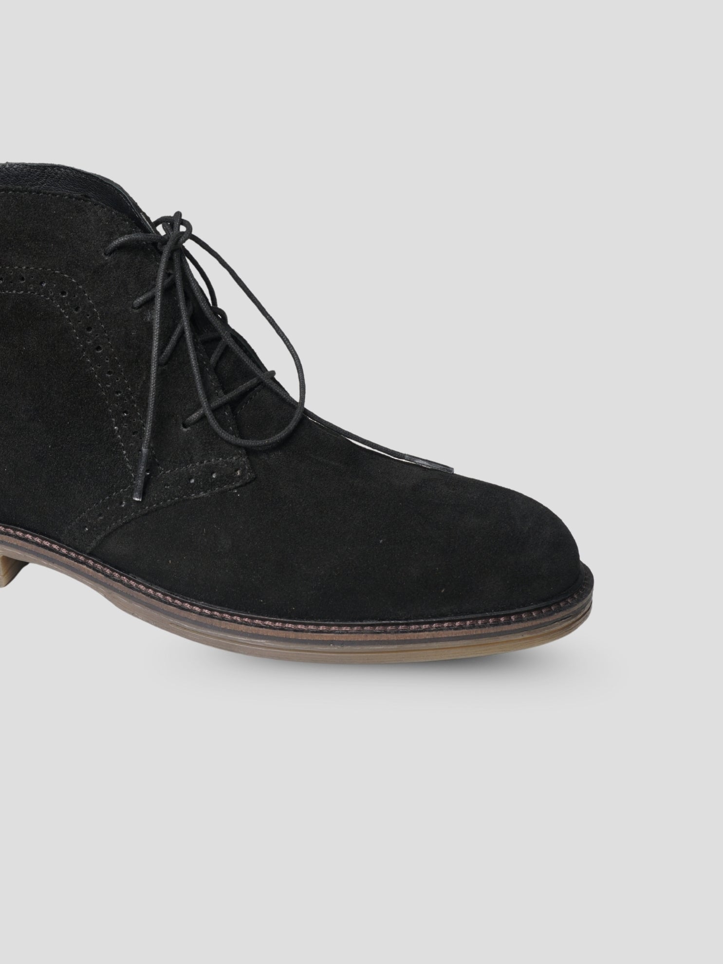 EZOK Men’s Snuff-Black Leather Lace-Up Boots | Premium Leather | Durable TPR Sole | Casual & Semi-Casual Wear