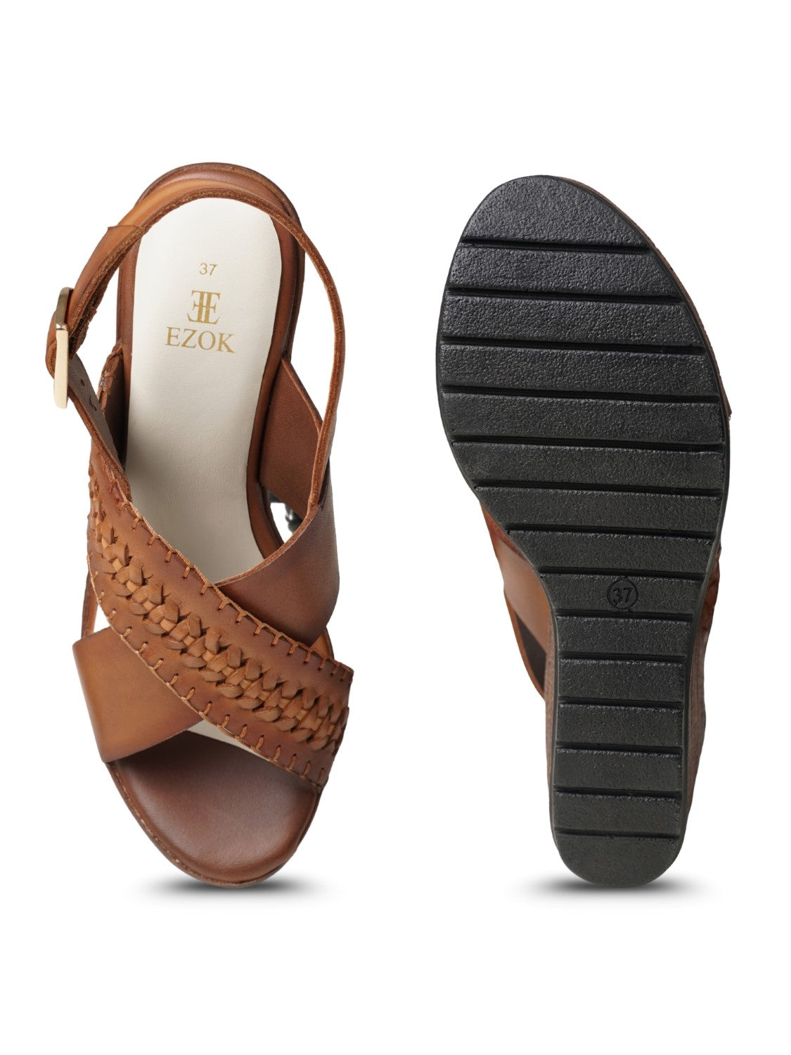 Ezok Women's Casual Genuine Leather Sandals | Stylish Open-Toe Design with Cushioned Insole | Comfortable & Trendy for Everyday Wear