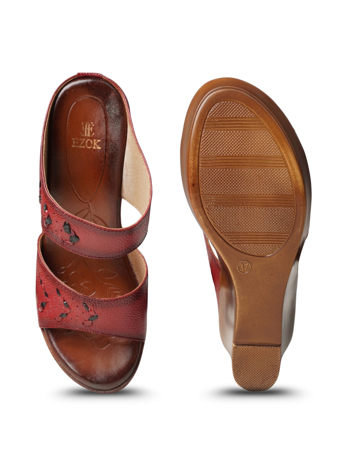 Ezok Women's Casual Genuine Leather Sandals | Stylish Open-Toe Design with Cushioned Insole | Comfortable & Trendy for Everyday Wear