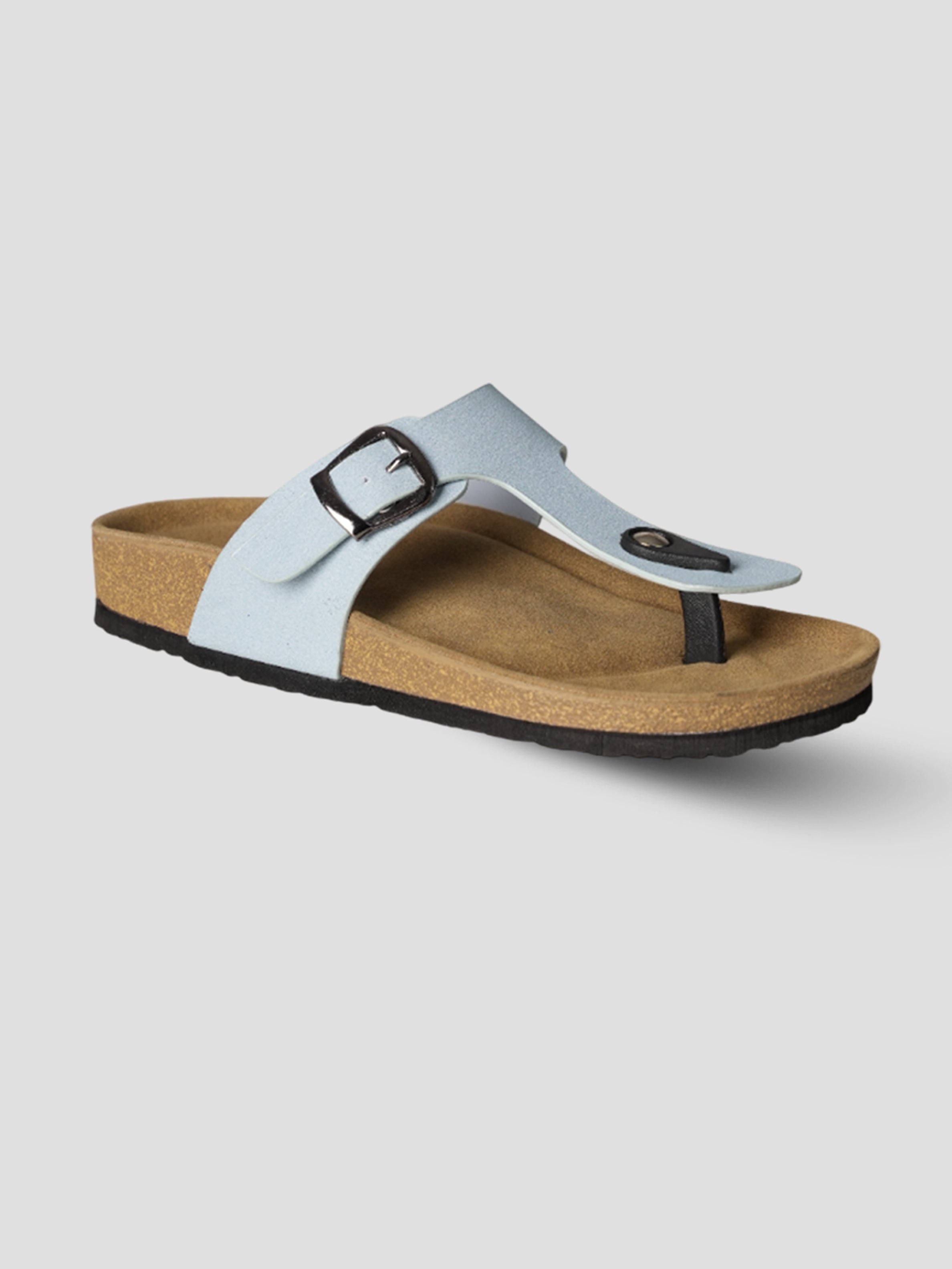 Jive Vibe By Ezok Blue Synthetic Slip On With Buckle Sandals