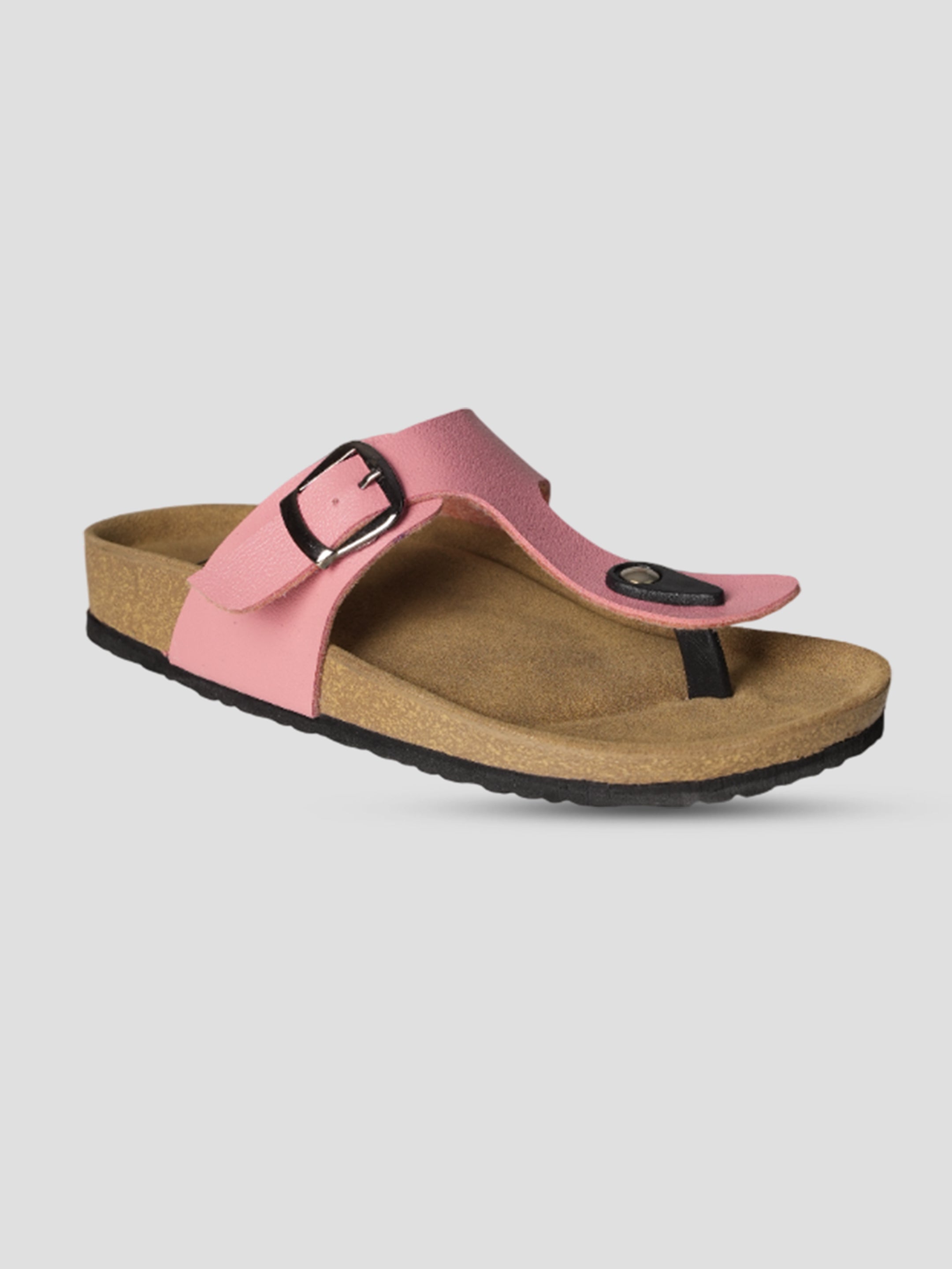 Jive Vibe By Ezok Pink Synthetic Slip On With Buckle Sandals
