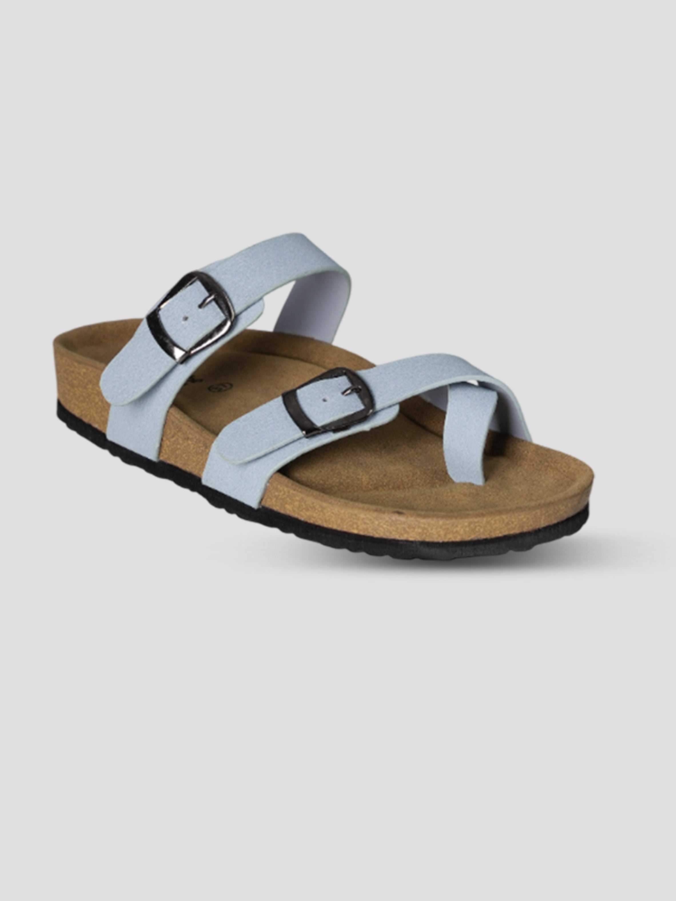 Jive Vibe By Ezok Blue Synthetic Slip On With Buckle Sandals