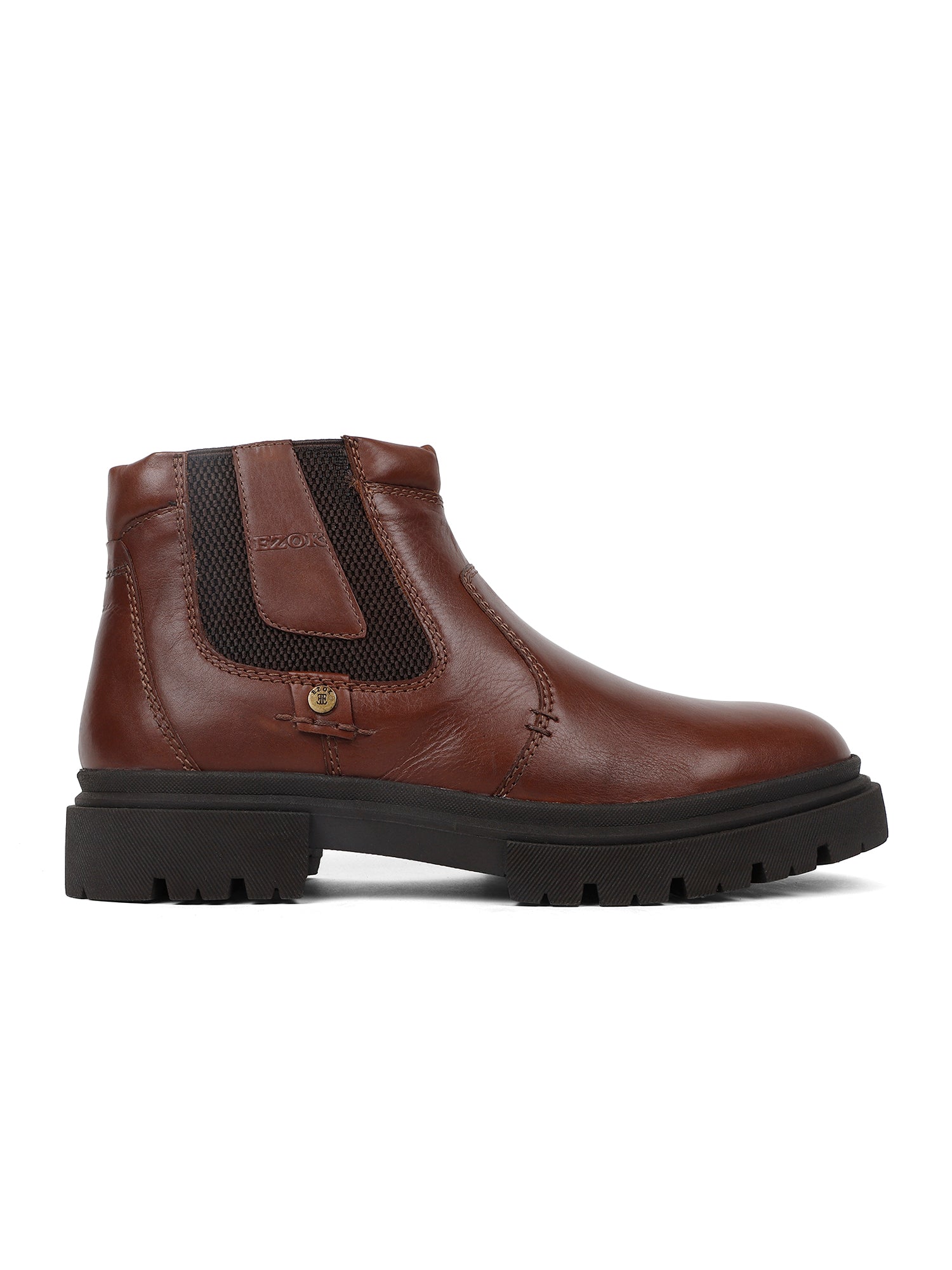 Ezok Leather Brown Boots For Men
