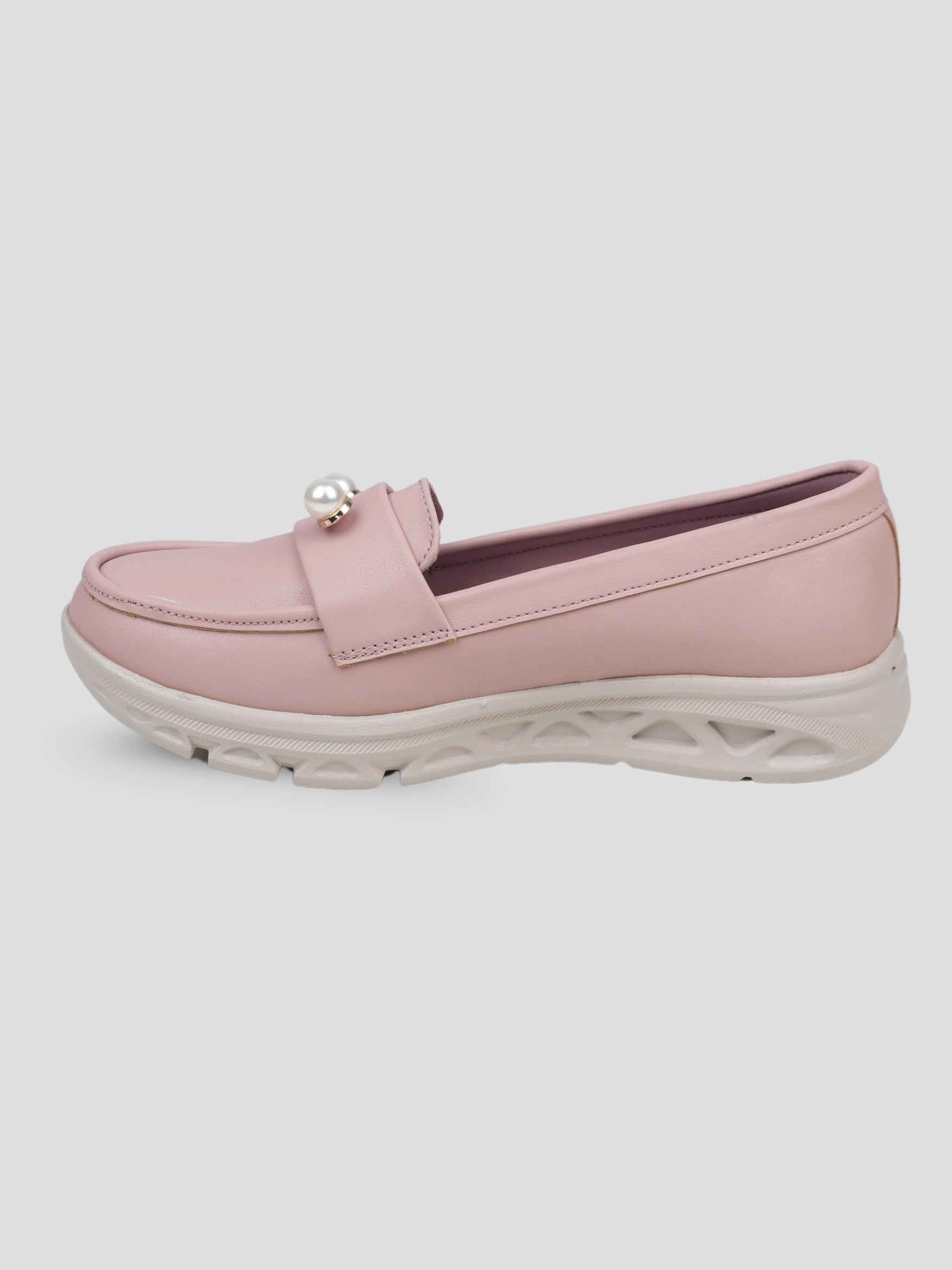 JiveVibe by Ezok Women Pink Synthetic Slip-On Casual Shoes with Pearl Metal Detail