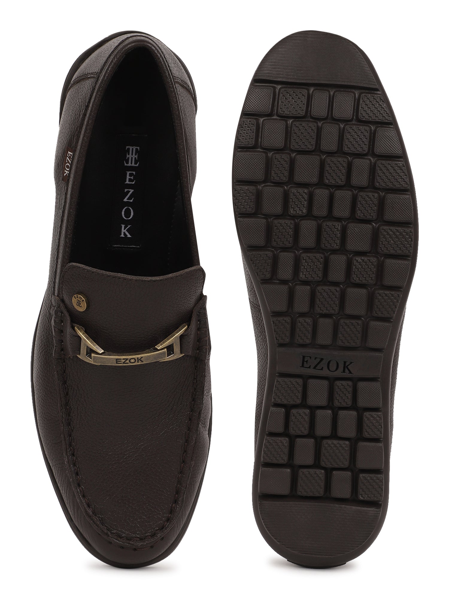Ezok Men Brown Leather Loafer Mocassins