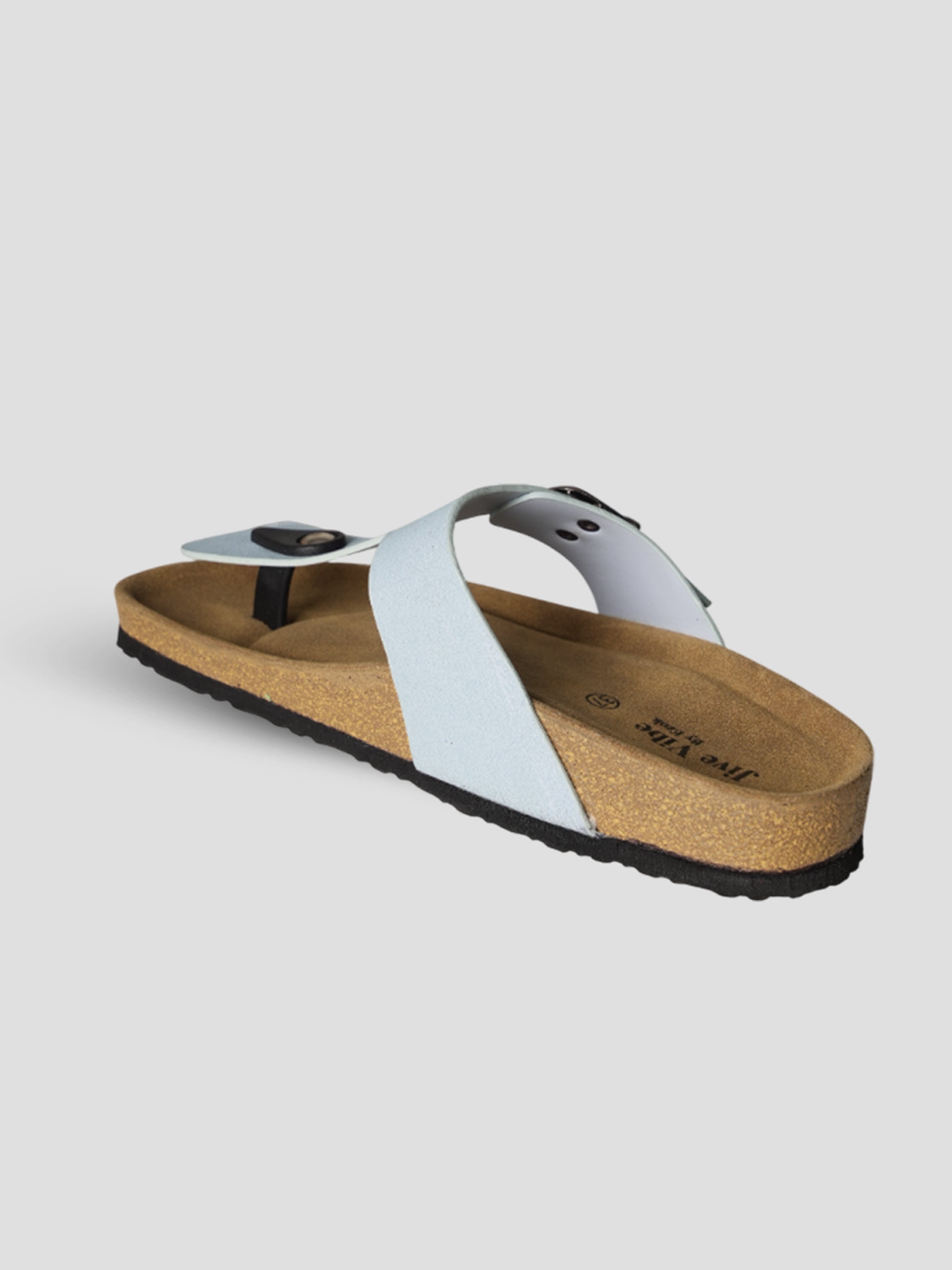 Jive Vibe By Ezok Blue Synthetic Slip On With Buckle Sandals