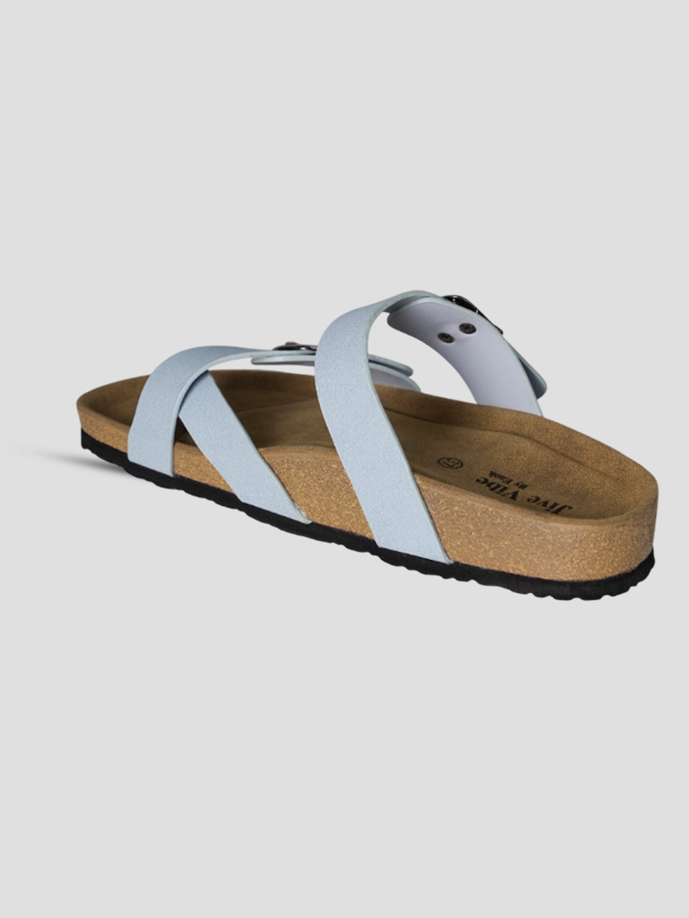 Jive Vibe By Ezok Blue Synthetic Slip On With Buckle Sandals