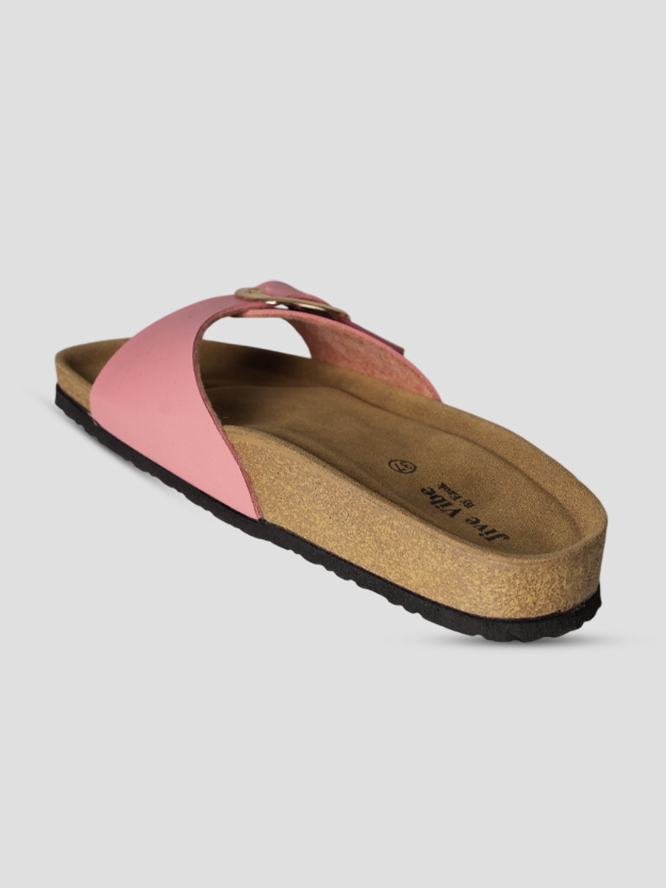 Jive Vibe By Ezok Pink Synthetic Slip On With Buckle Sandals