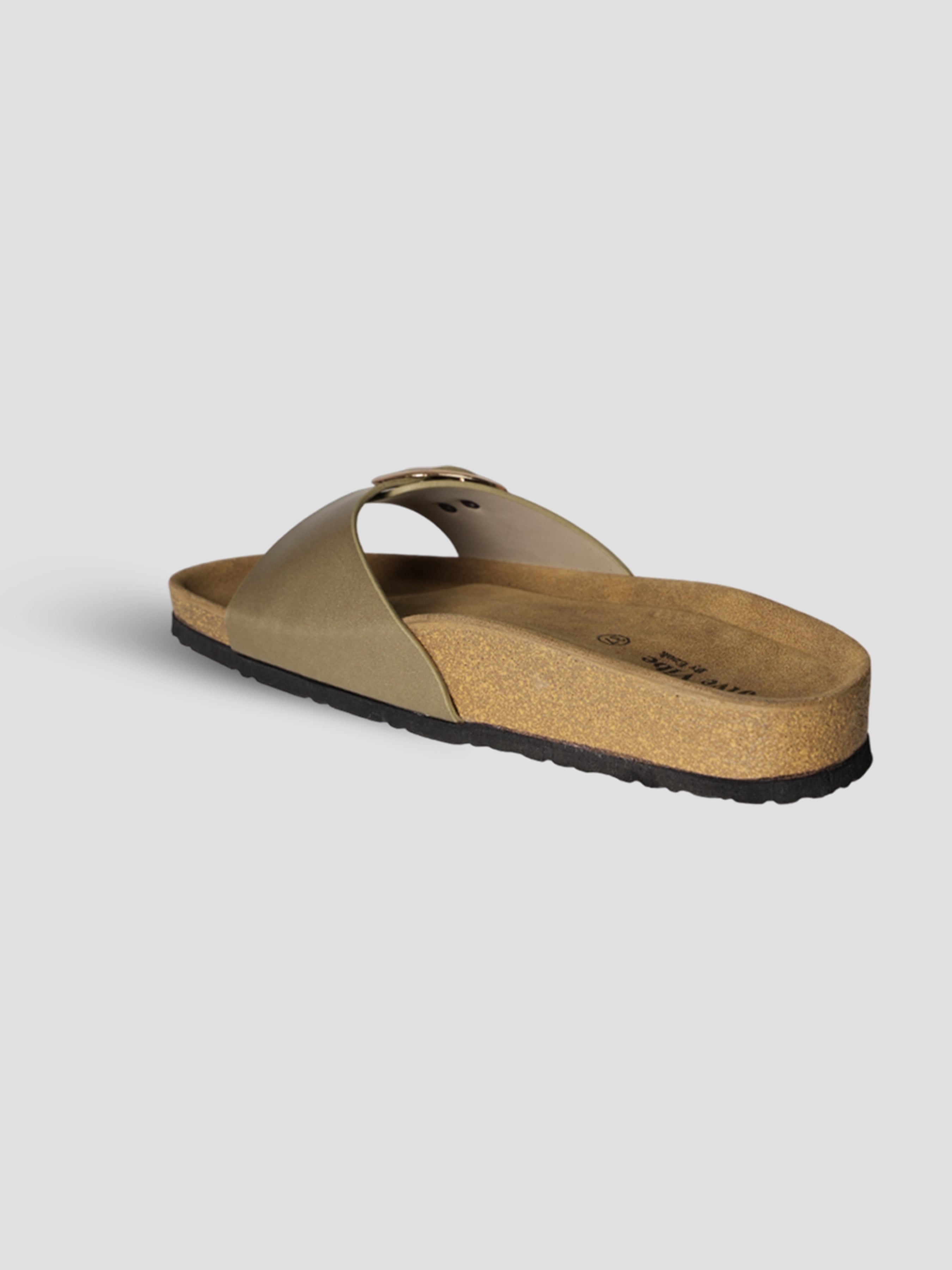 Jive Vibe By Ezok Gold Synthetic Slip On With Buckle Sandals