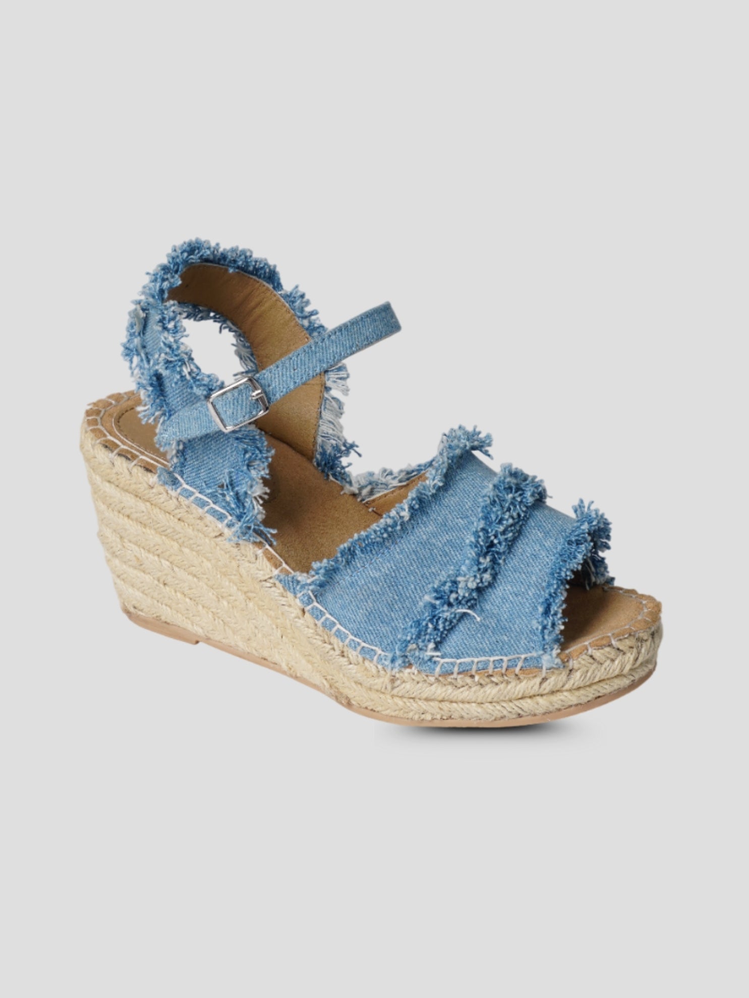 Ezok Blue Denim Slip On With Buckle Sandals