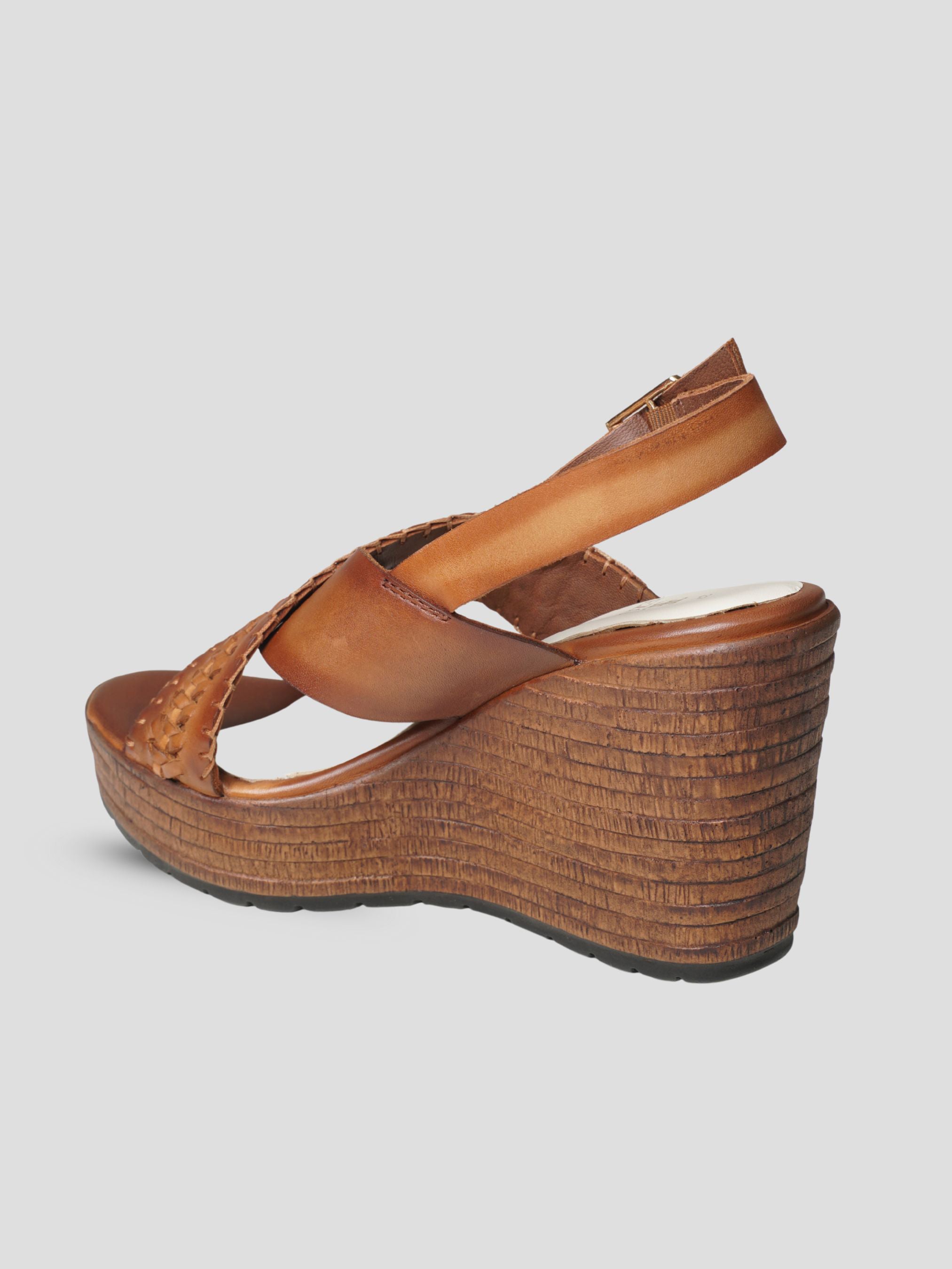 Ezok Brown Leather Slip On With Buckle Sandals