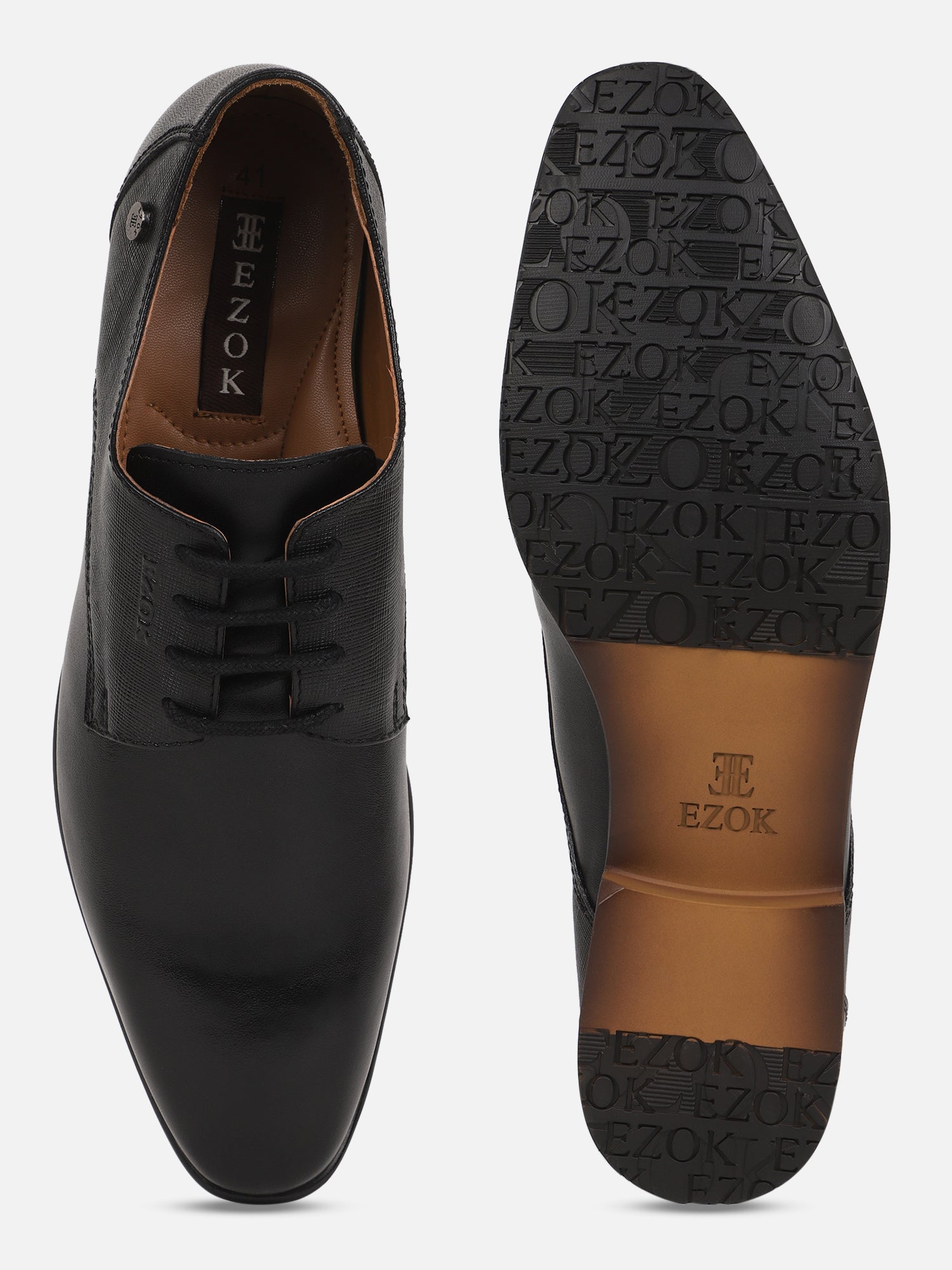 Ezok Men Formal Leather Shoes ( Black )
