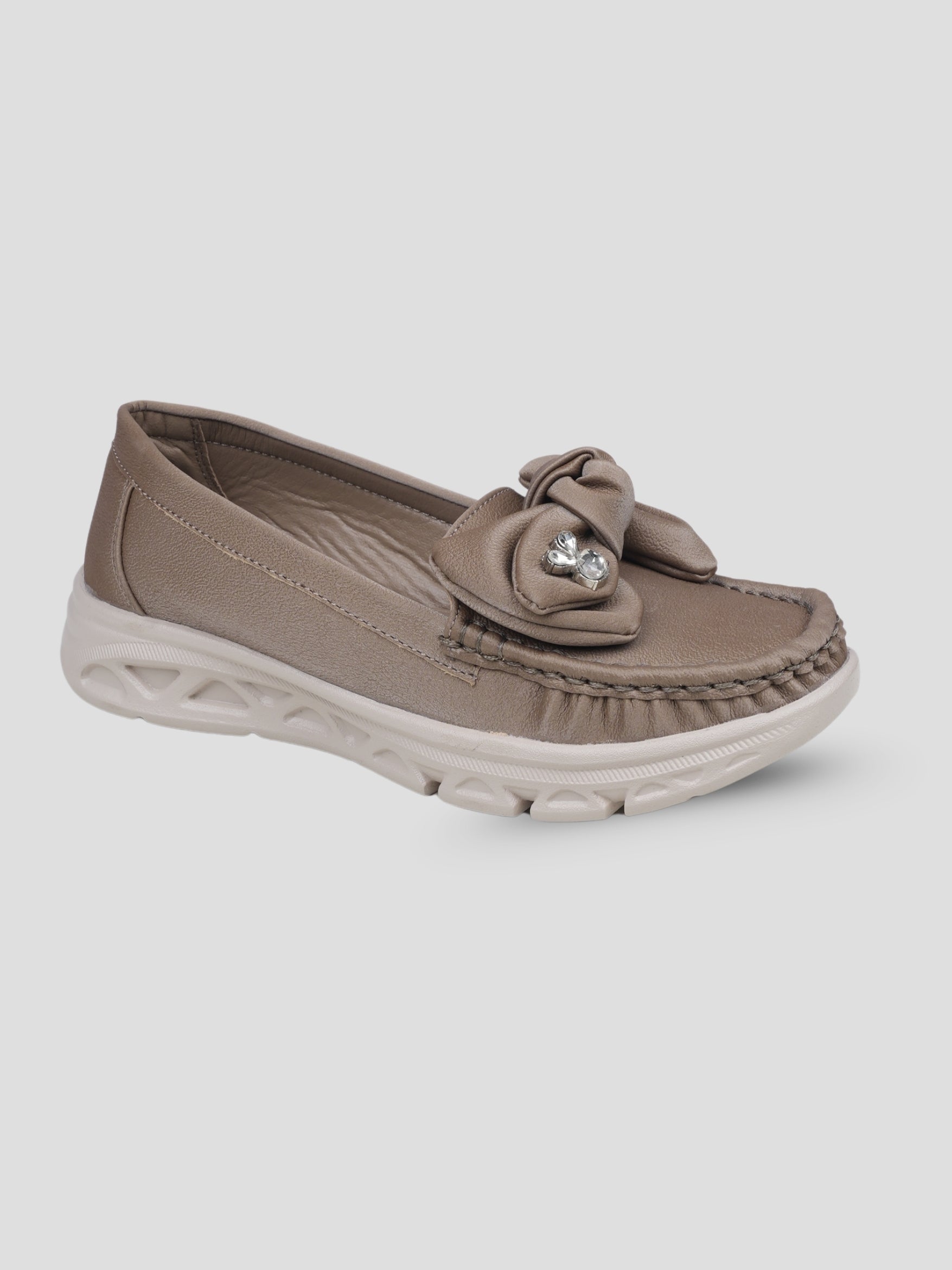JiveVibe by Ezok Women Grey Synthetic Slip-On Casual Shoes with Bow Detail