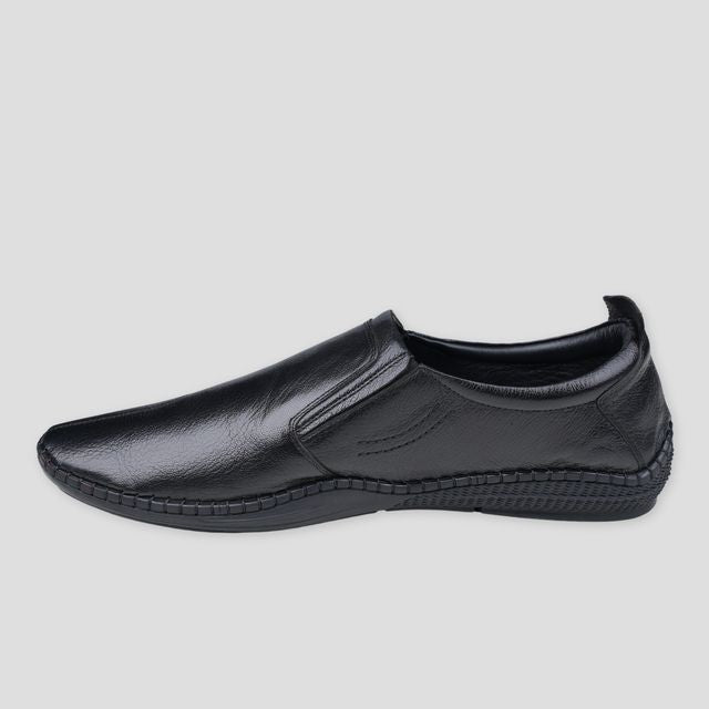 Ezok Black Casual Leather Shoes For Men