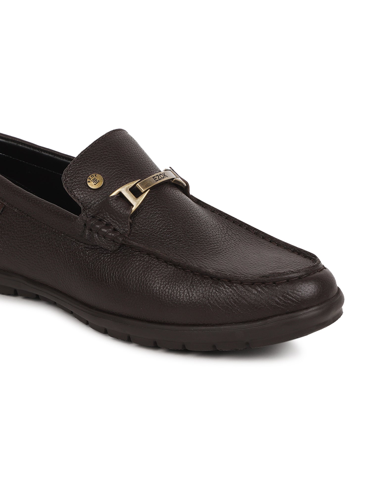 Ezok Men Brown Leather Loafer Mocassins