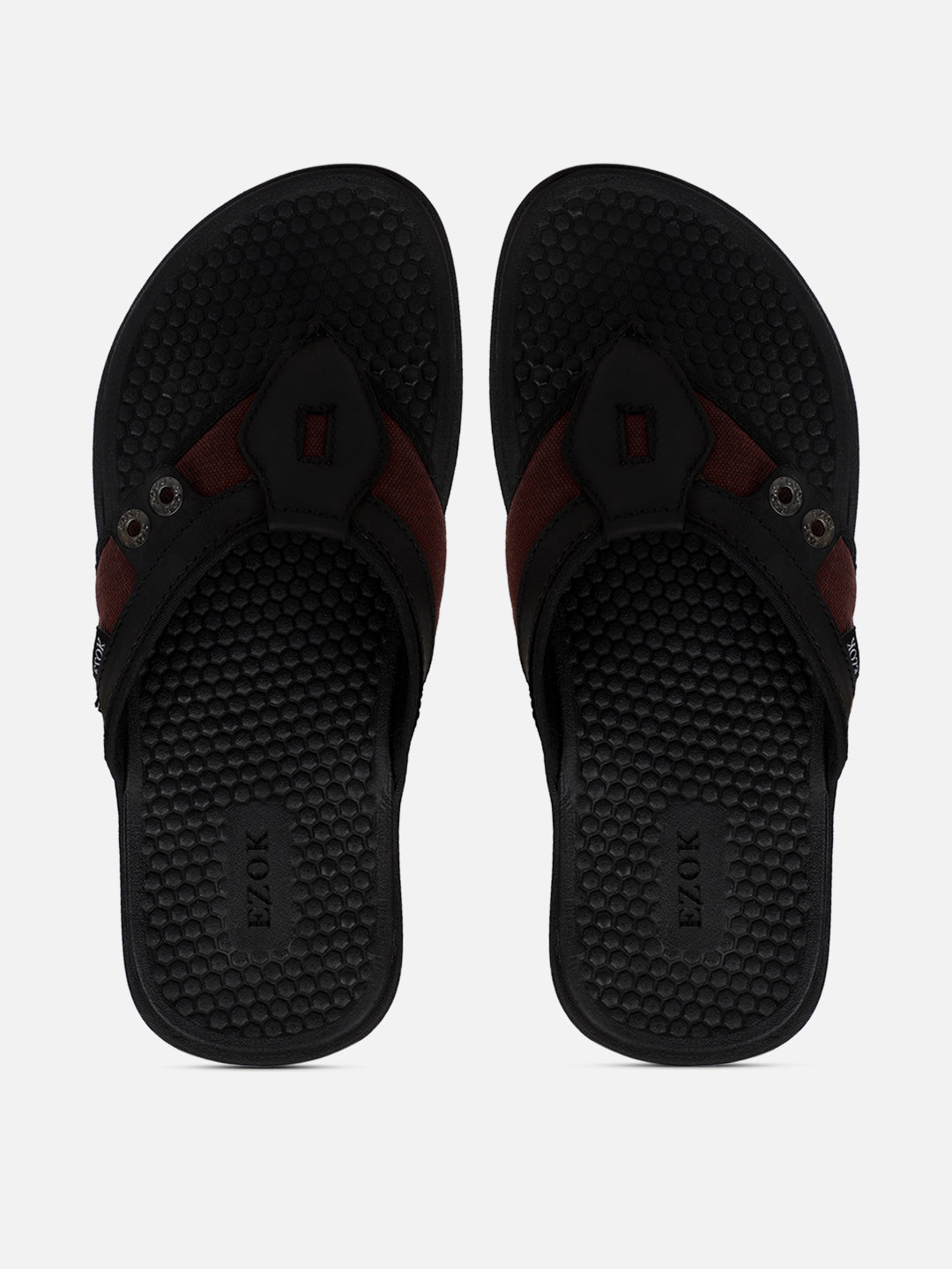 Leather black flipflops for men