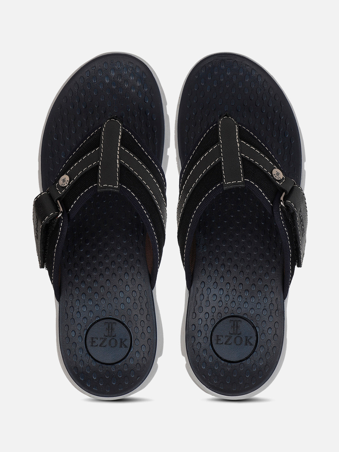 Leather black flipflops for men