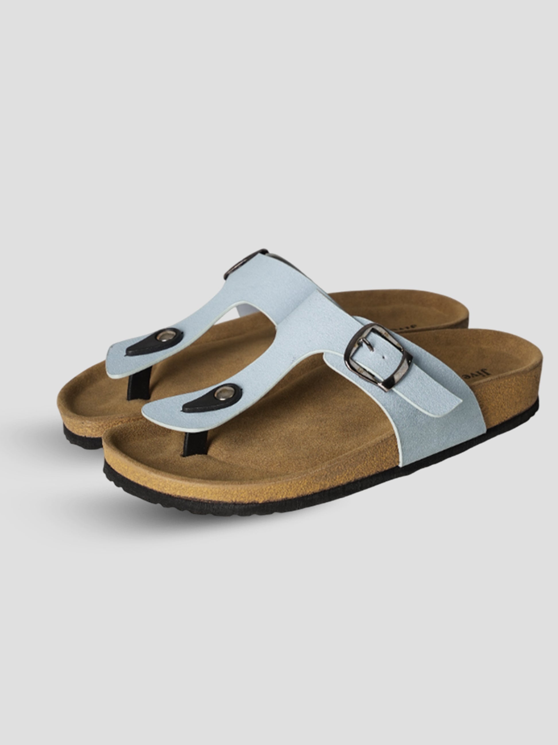 Jive Vibe By Ezok Blue Synthetic Slip On With Buckle Sandals