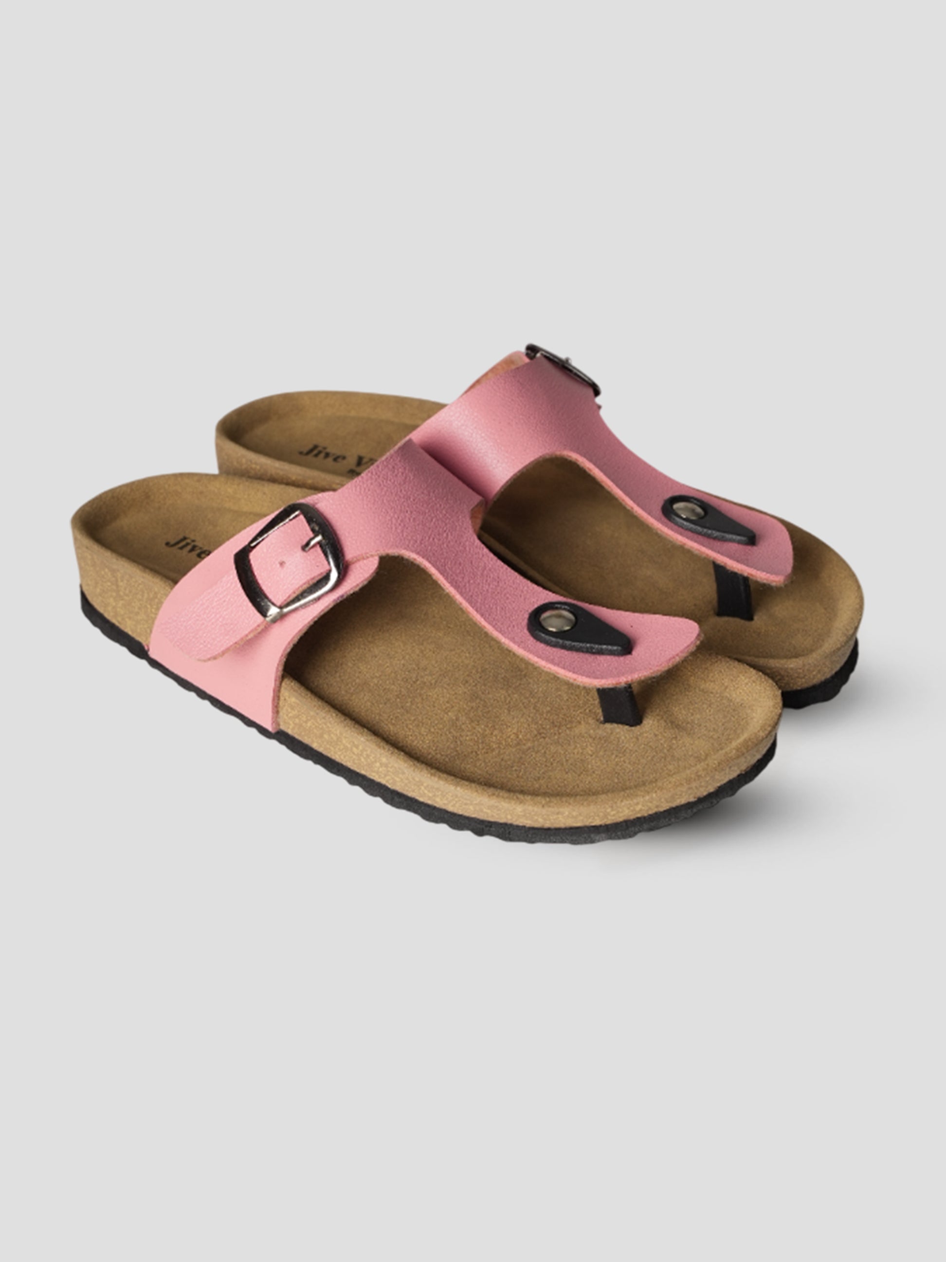 Jive Vibe By Ezok Pink Synthetic Slip On With Buckle Sandals