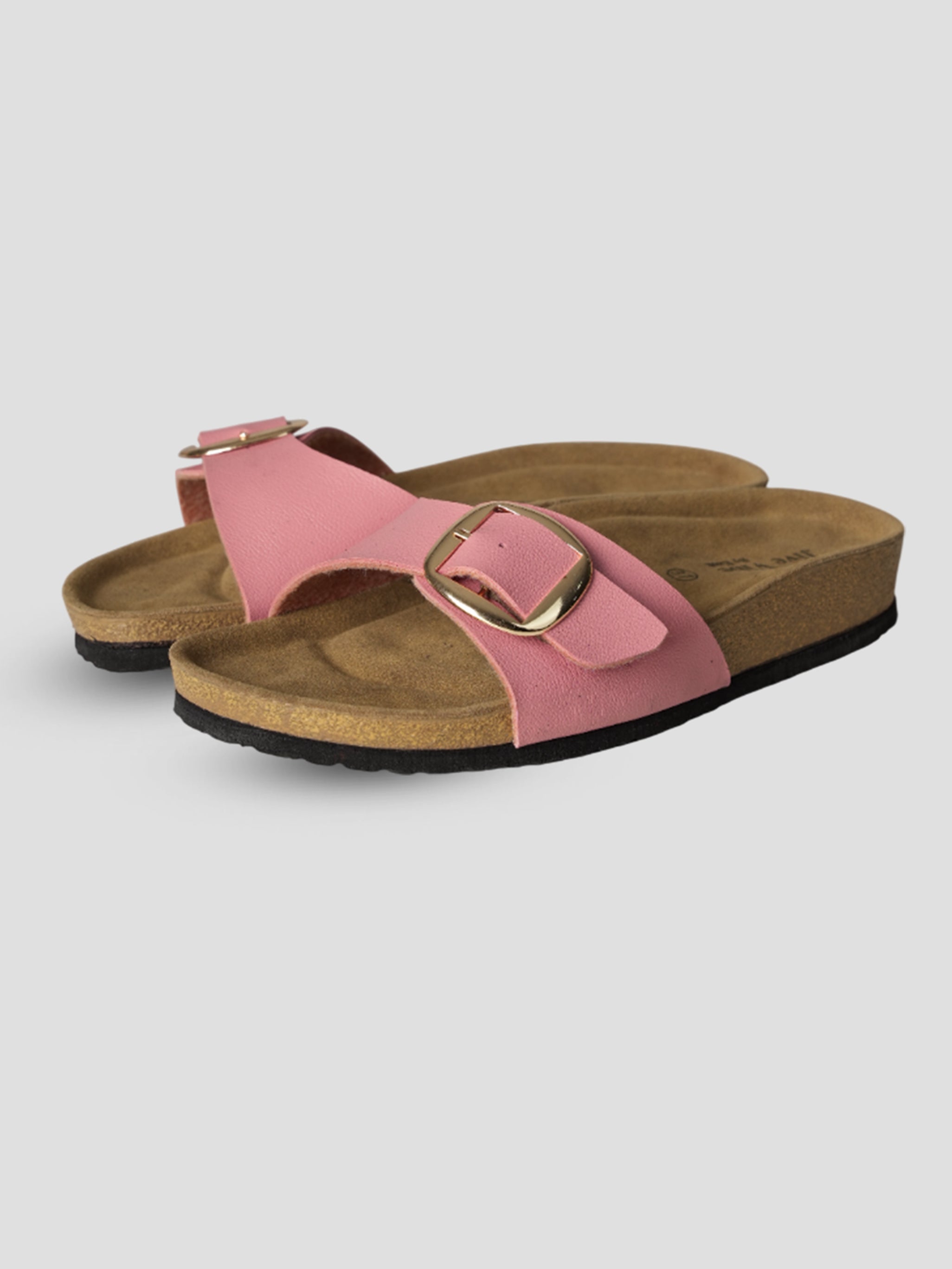 Jive Vibe By Ezok Pink Synthetic Slip On With Buckle Sandals