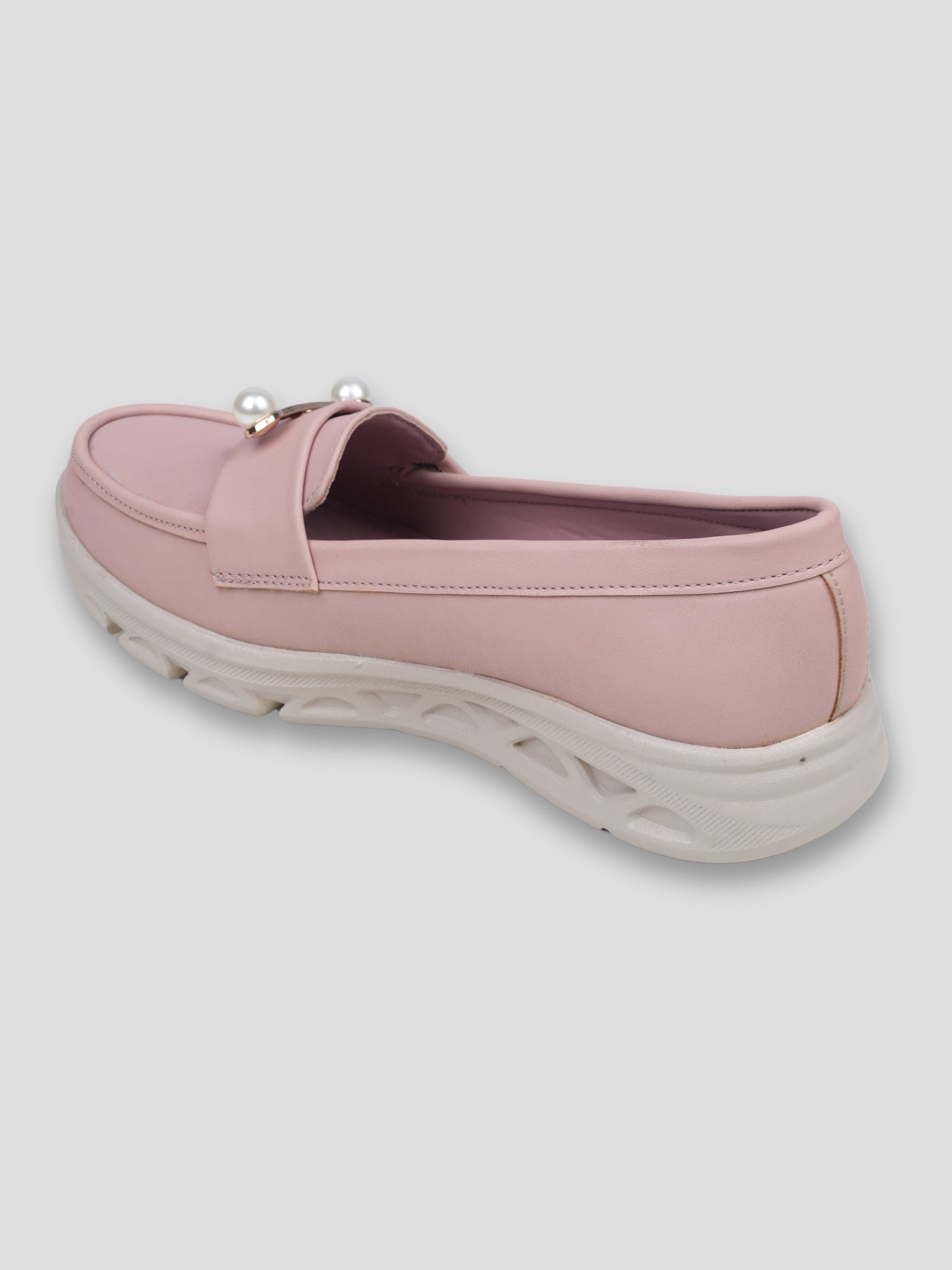 JiveVibe by Ezok Women Pink Synthetic Slip-On Casual Shoes with Pearl Metal Detail