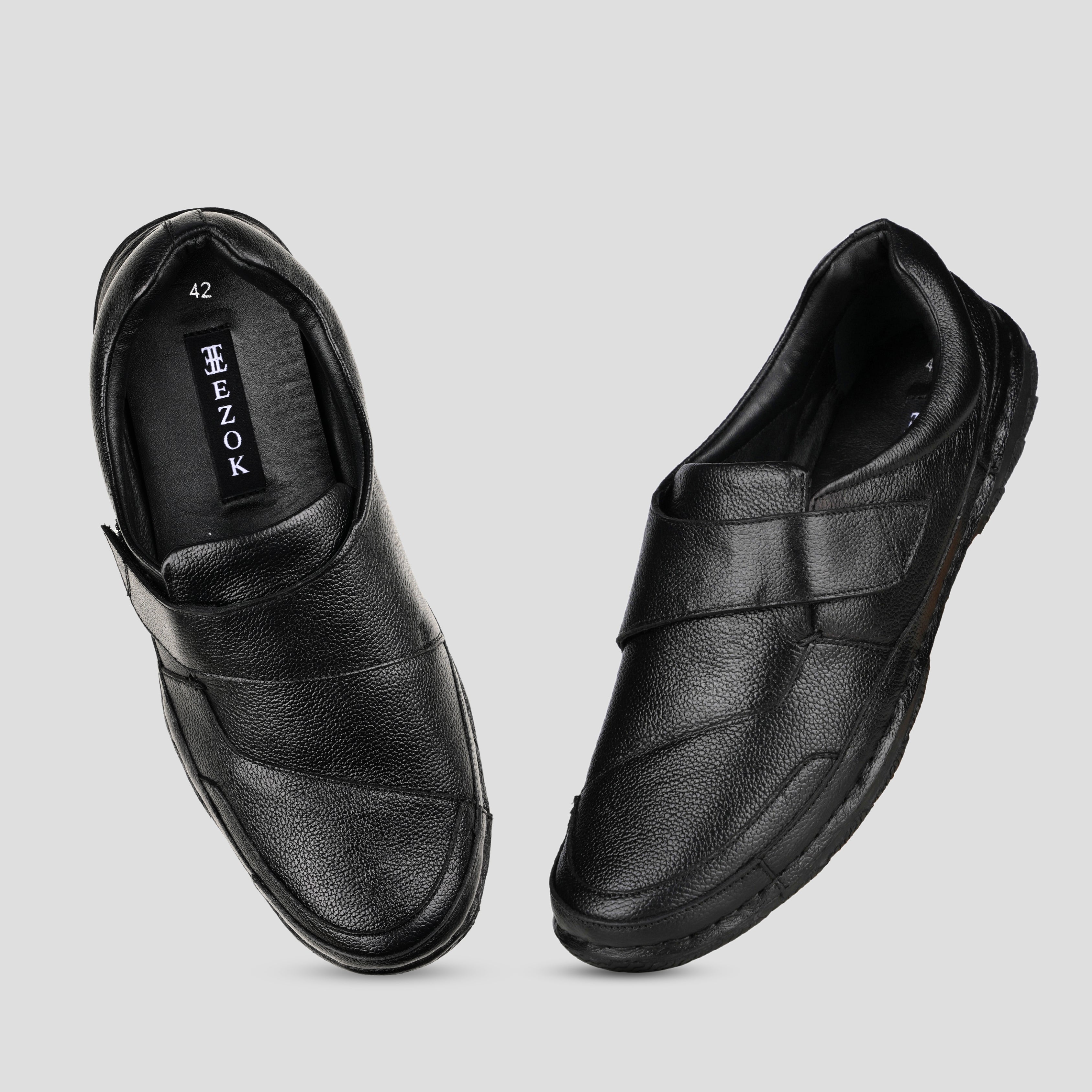 Ezok Black Casual Leather Shoes For Men
