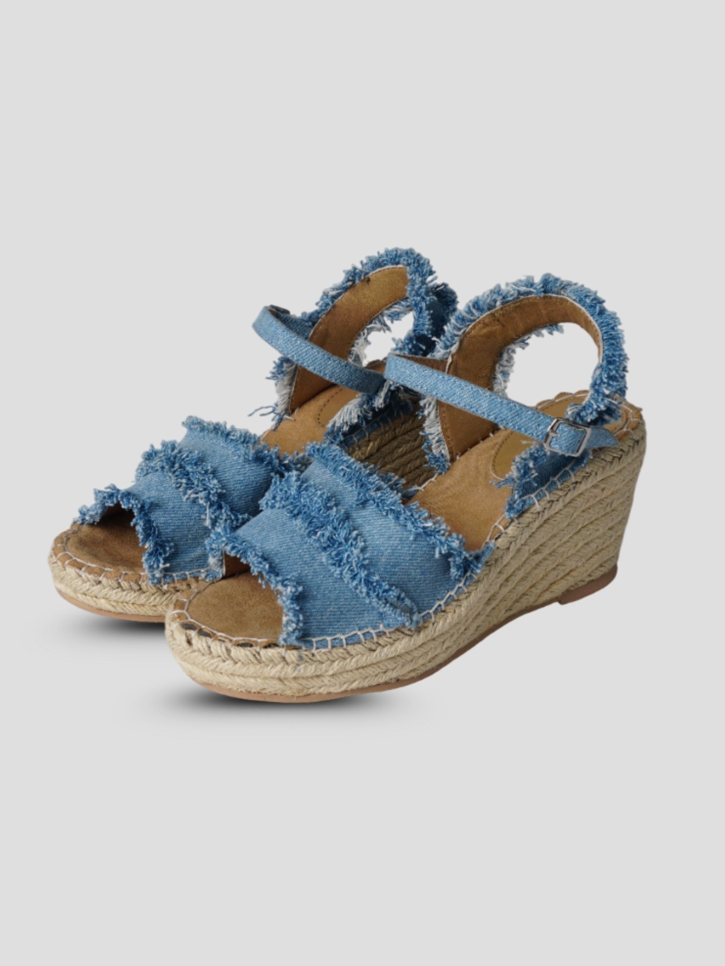 Ezok Blue Denim Slip On With Buckle Sandals