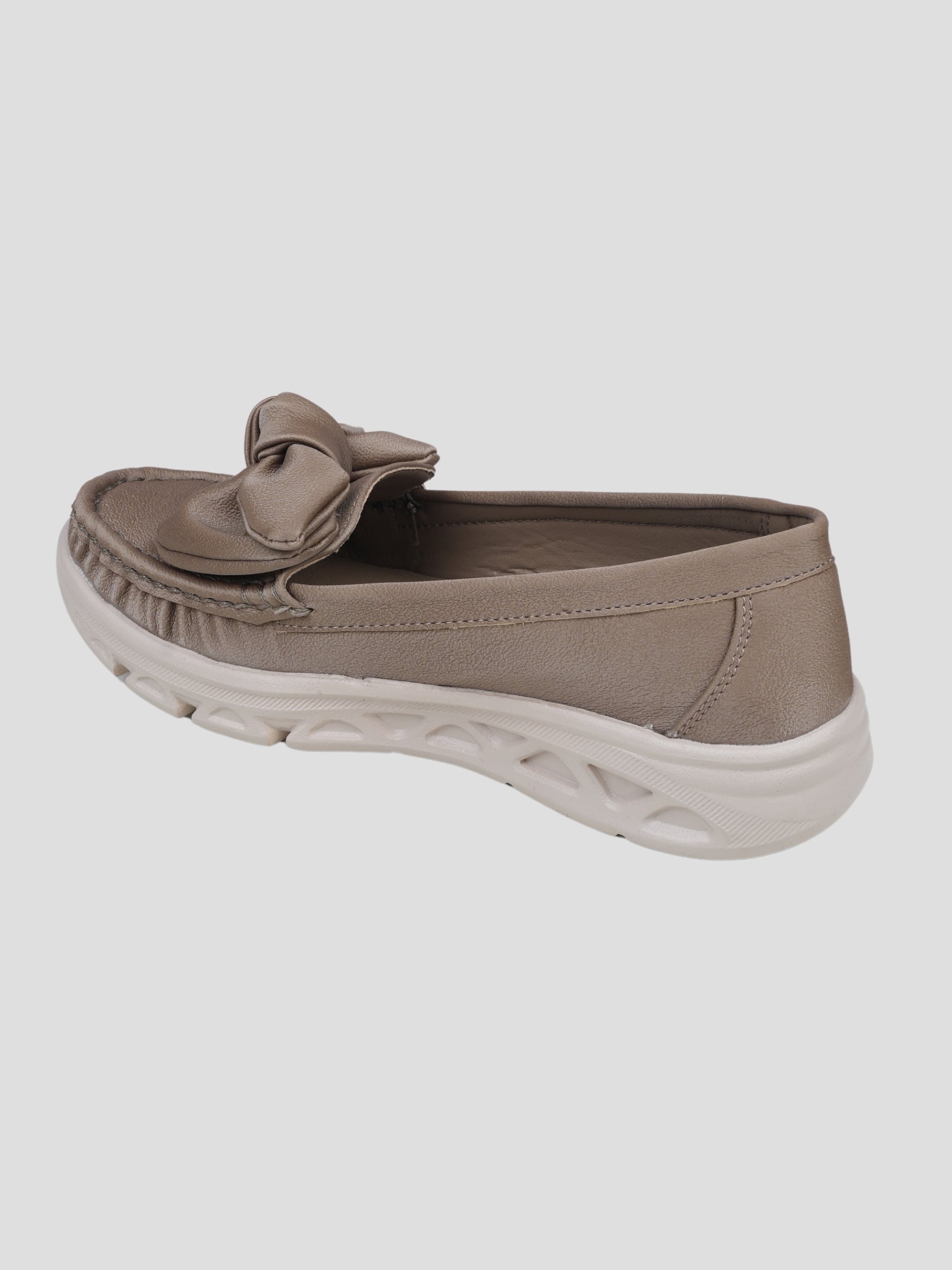 JiveVibe by Ezok Women Grey Synthetic Slip-On Casual Shoes with Bow Detail
