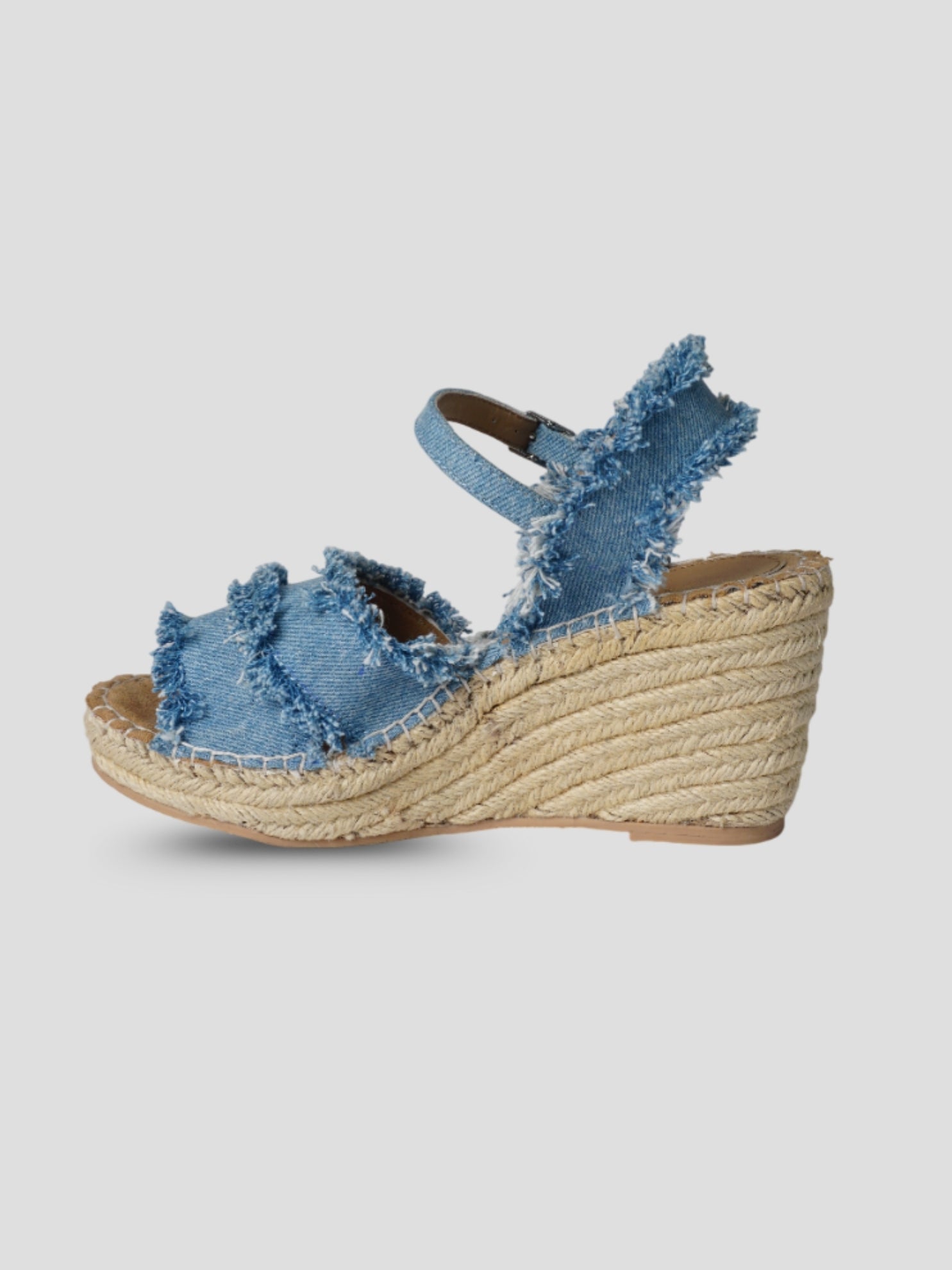 Ezok Blue Denim Slip On With Buckle Sandals