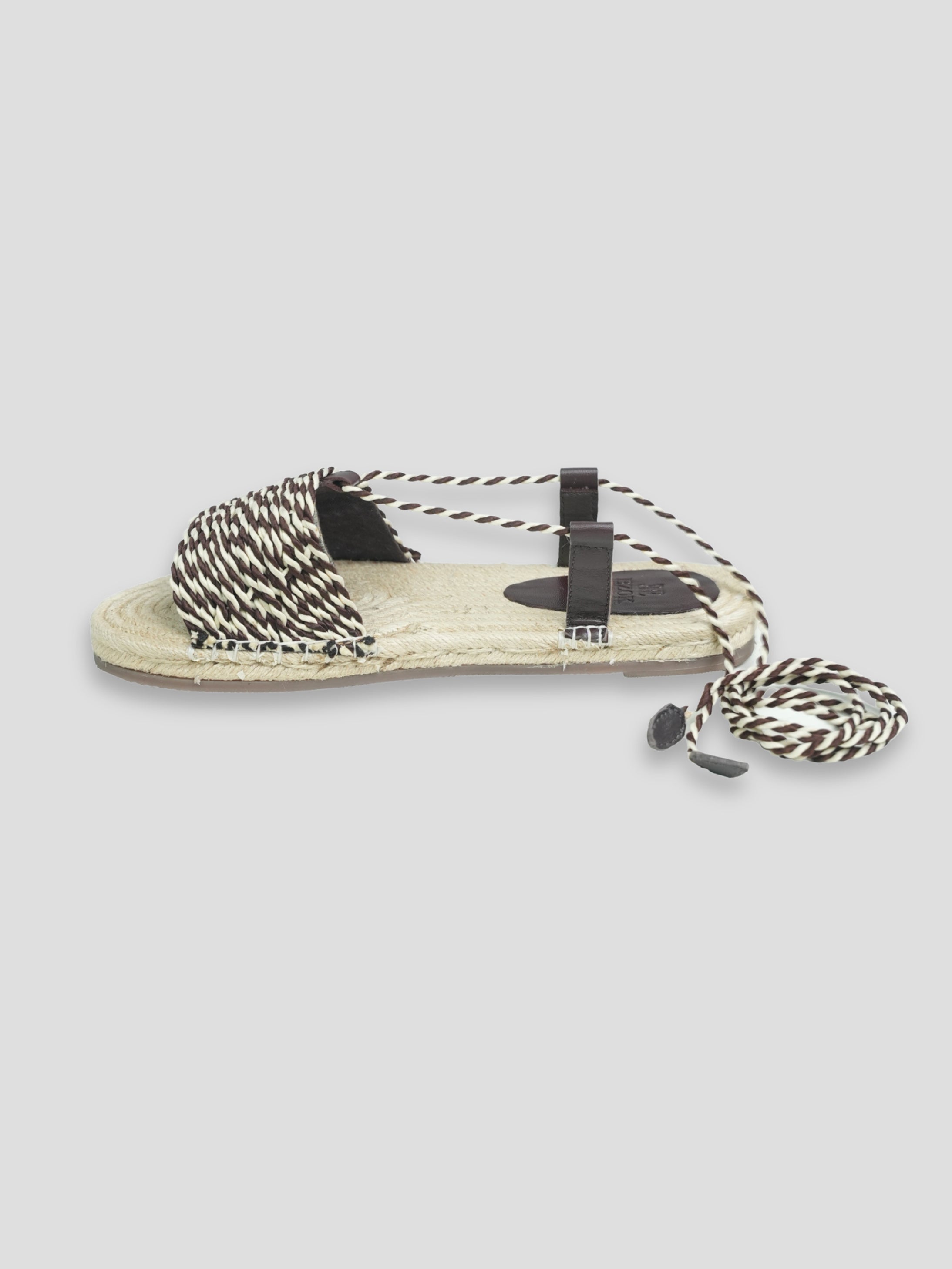 Ezok Women Chocolate Woven Sandals | Stylish Dori Wrap Flats for Casual & Party Wear