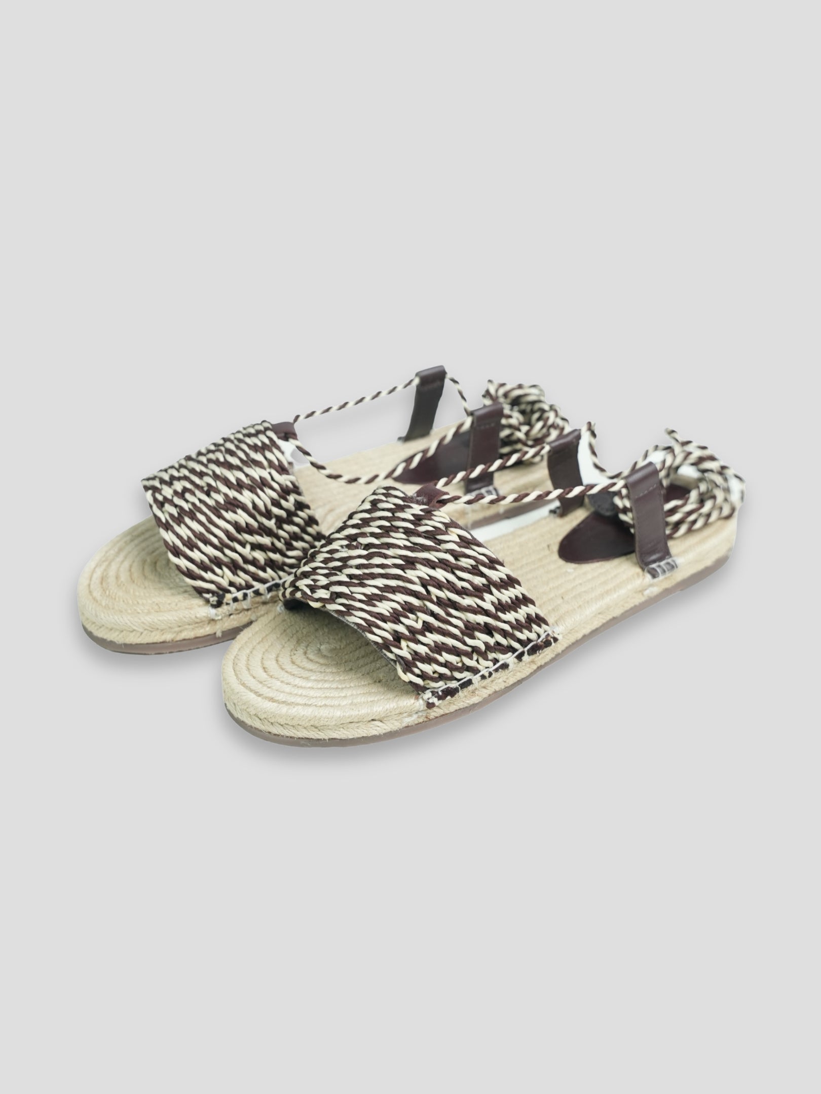 Ezok Women Chocolate Woven Sandals | Stylish Dori Wrap Flats for Casual & Party Wear