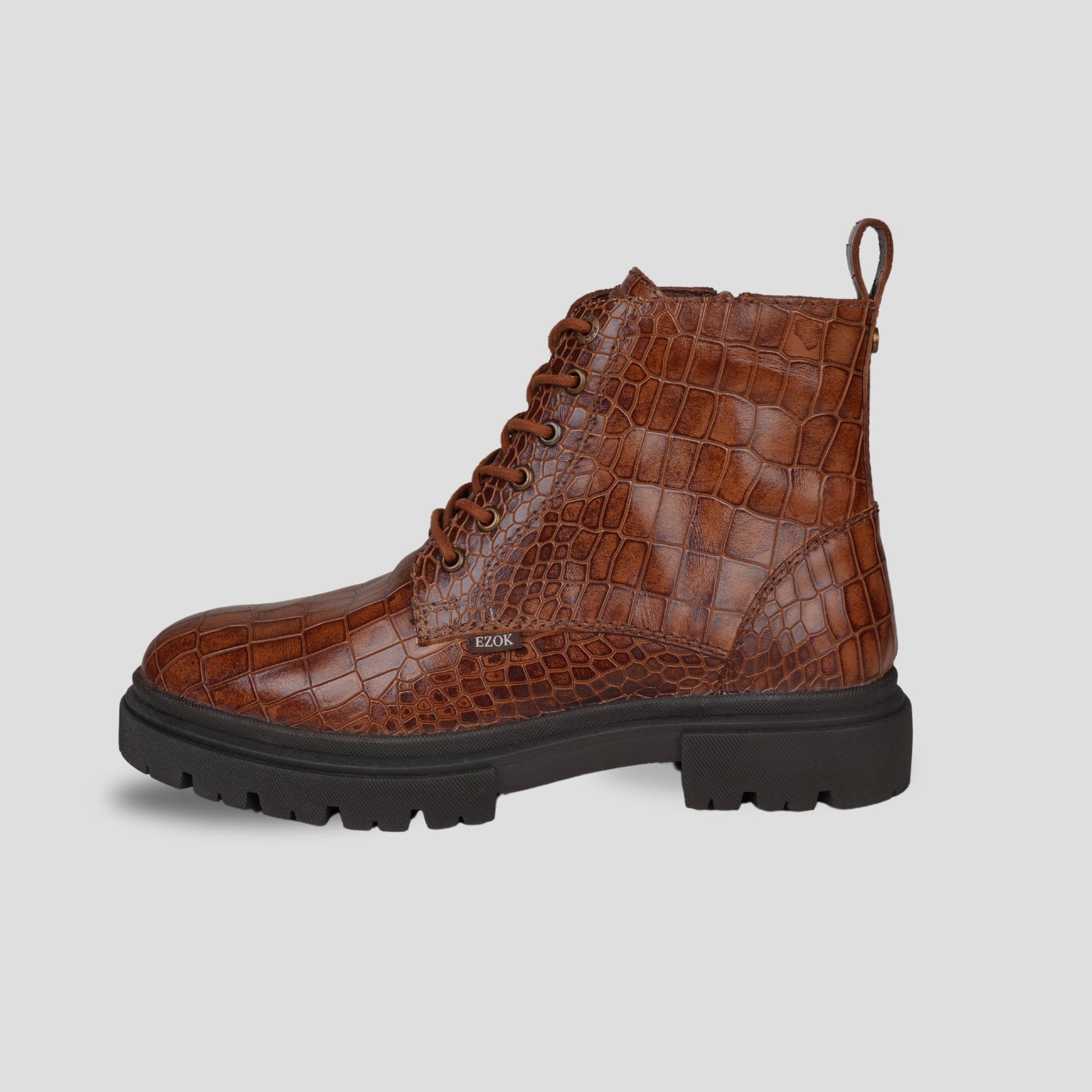 Ezok Leather Ankle Lace Up Boots For Men