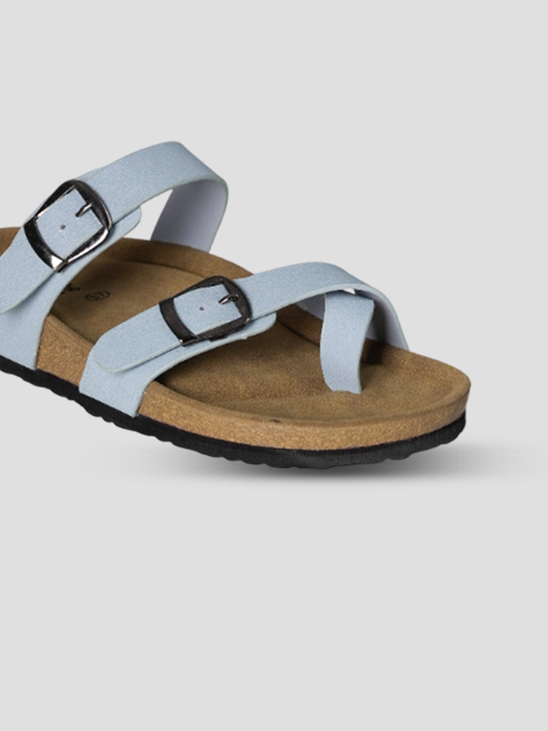 Jive Vibe By Ezok Blue Synthetic Slip On With Buckle Sandals