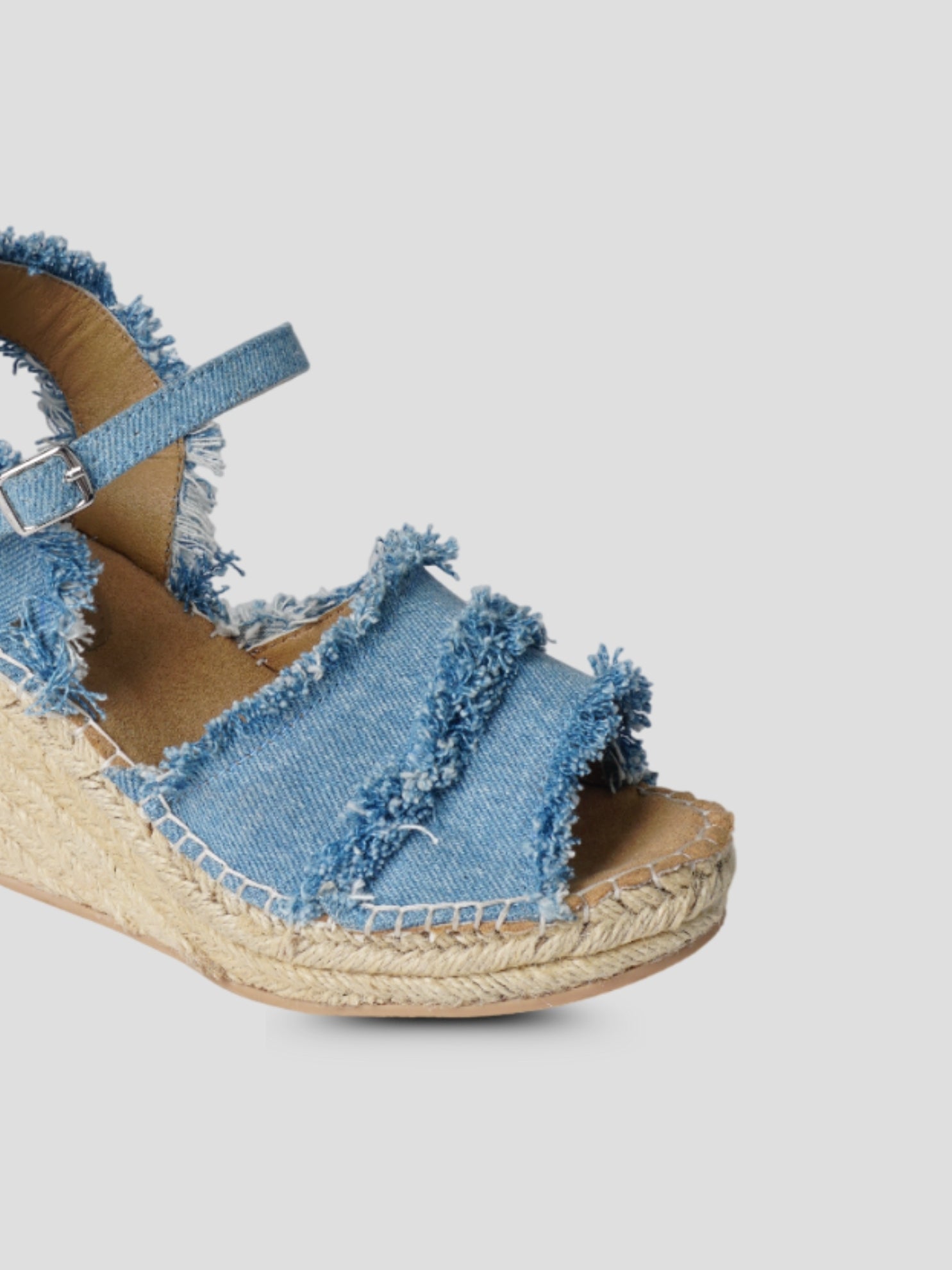 Ezok Blue Denim Slip On With Buckle Sandals