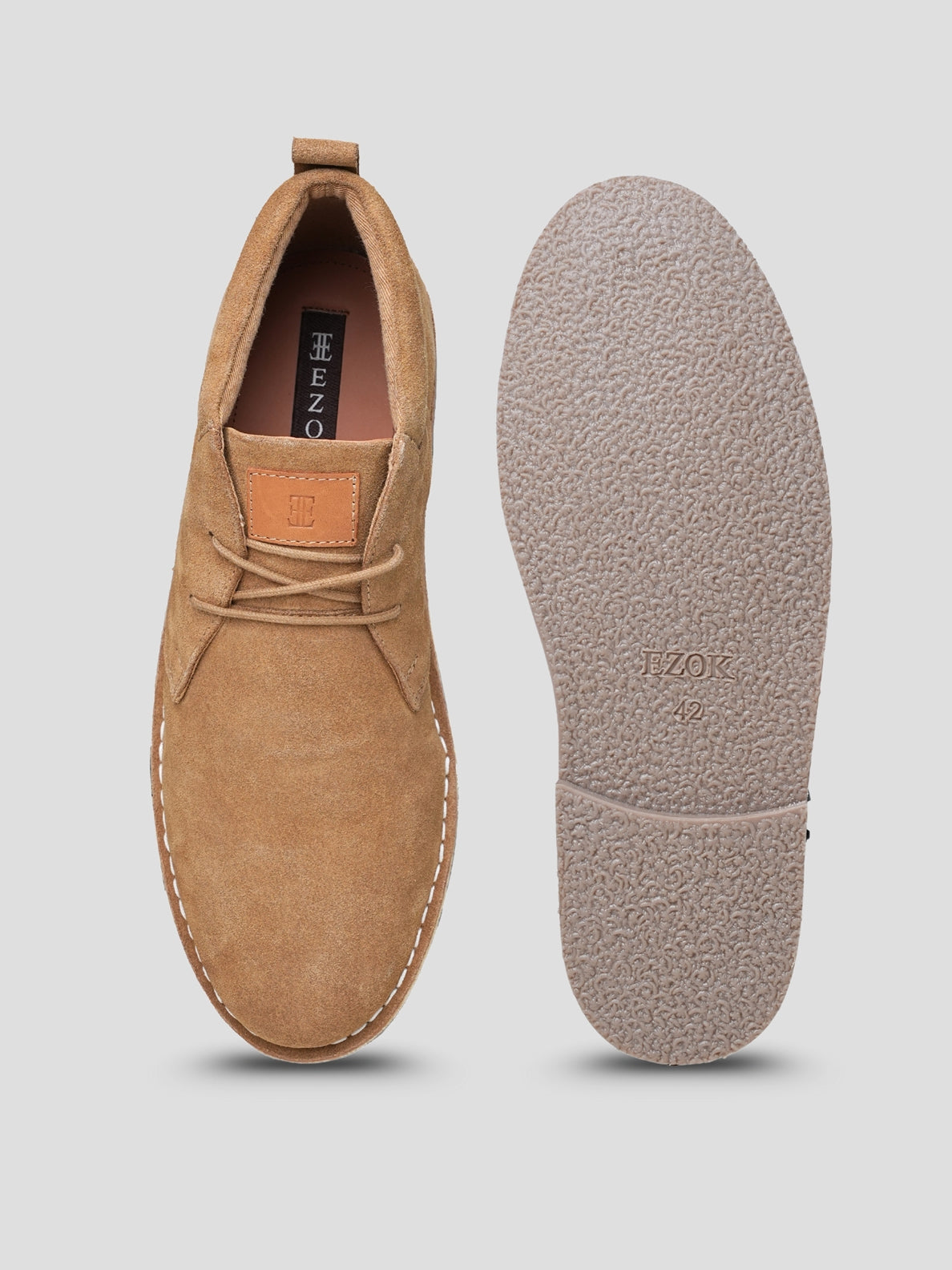 EZOK Men’s Leather Lace-Up Boots | Premium Snuff Beige Leather | Durable TPR Sole | Casual & Semi-Casual Wear